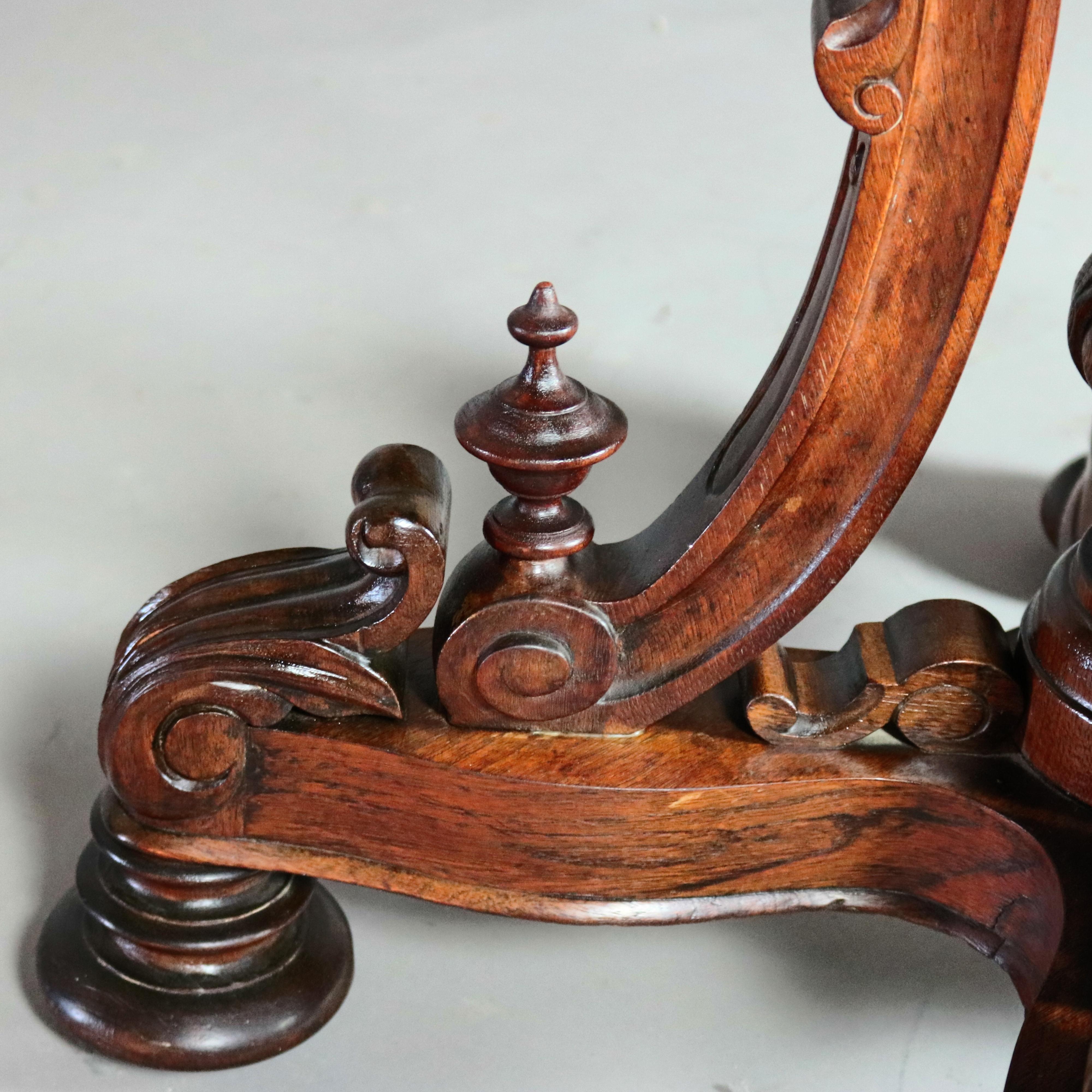 Victorian Antique Renaissance Revival Carved Walnut & Marble Center Table, circa 1880 