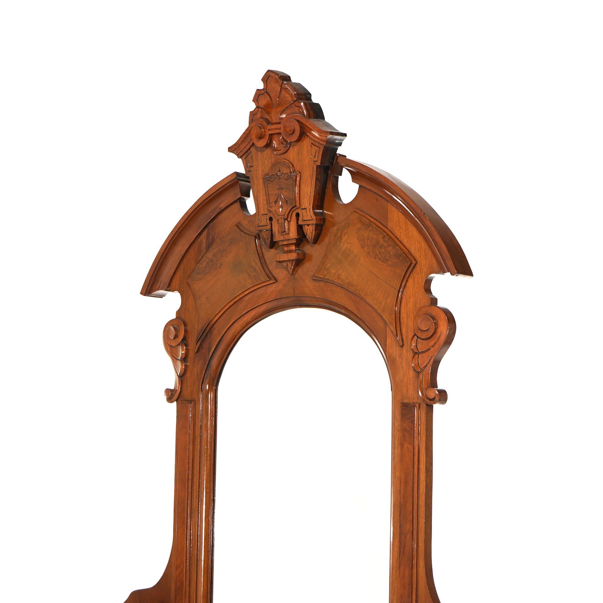 Antique Renaissance Revival Carved Walnut & Marble Drop Center Mirrored Dresser For Sale 2