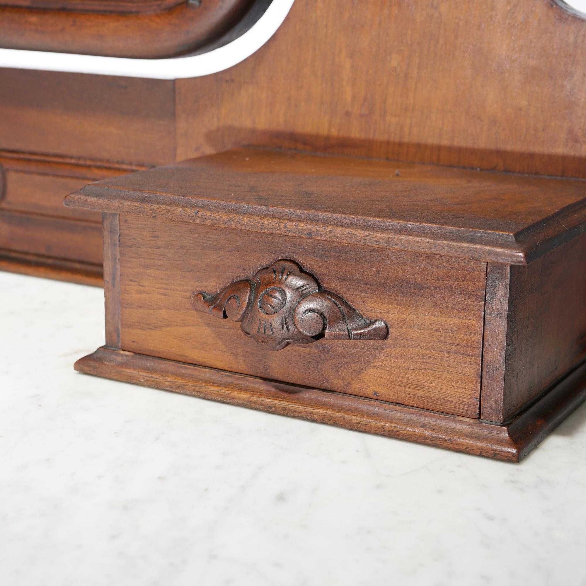 Antique Renaissance Revival Carved Walnut & Marble Mirrored Dresser, Phila, 1880 3