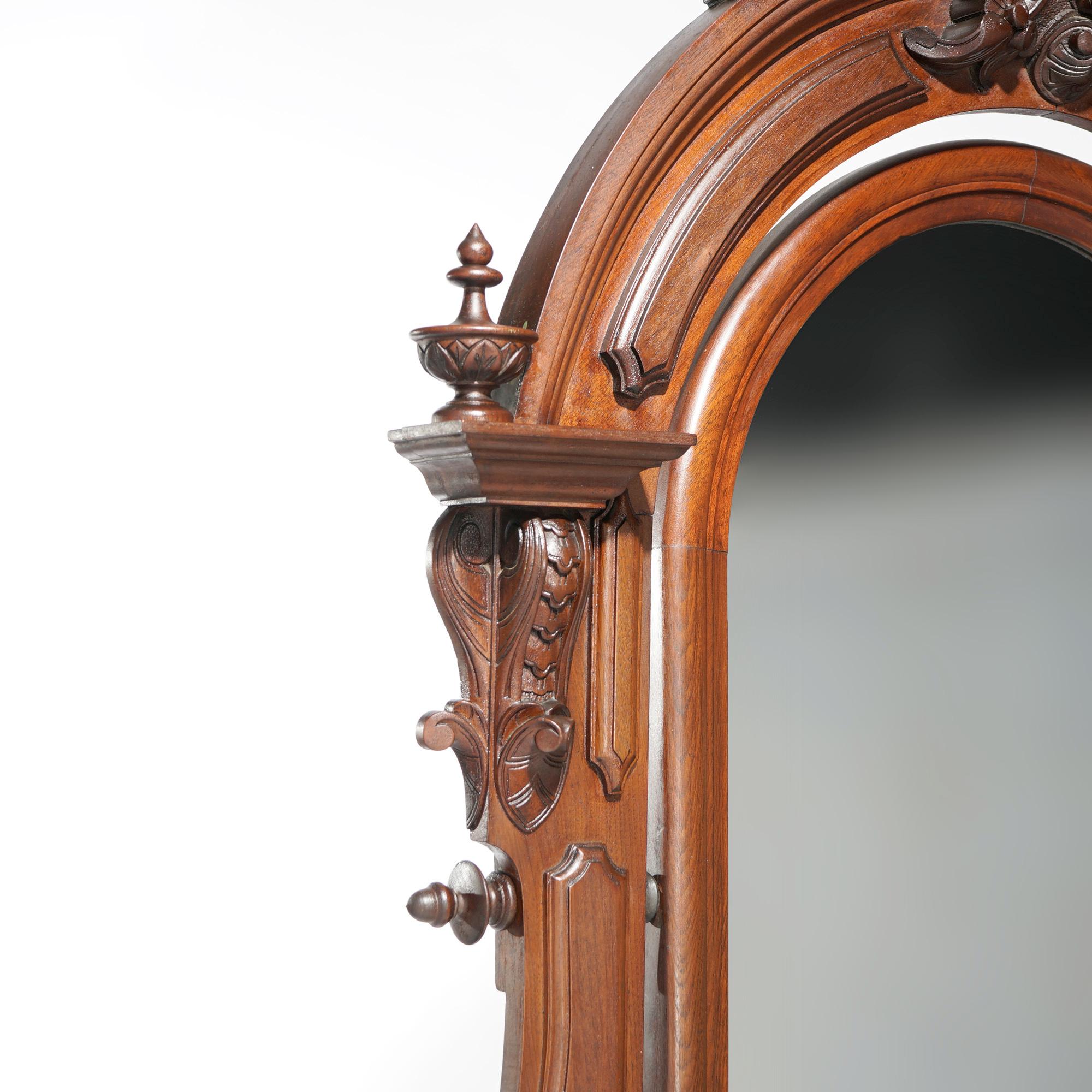 Antique Renaissance Revival Carved Walnut & Marble Mirrored Dresser, Phila, 1880 In Good Condition In Big Flats, NY