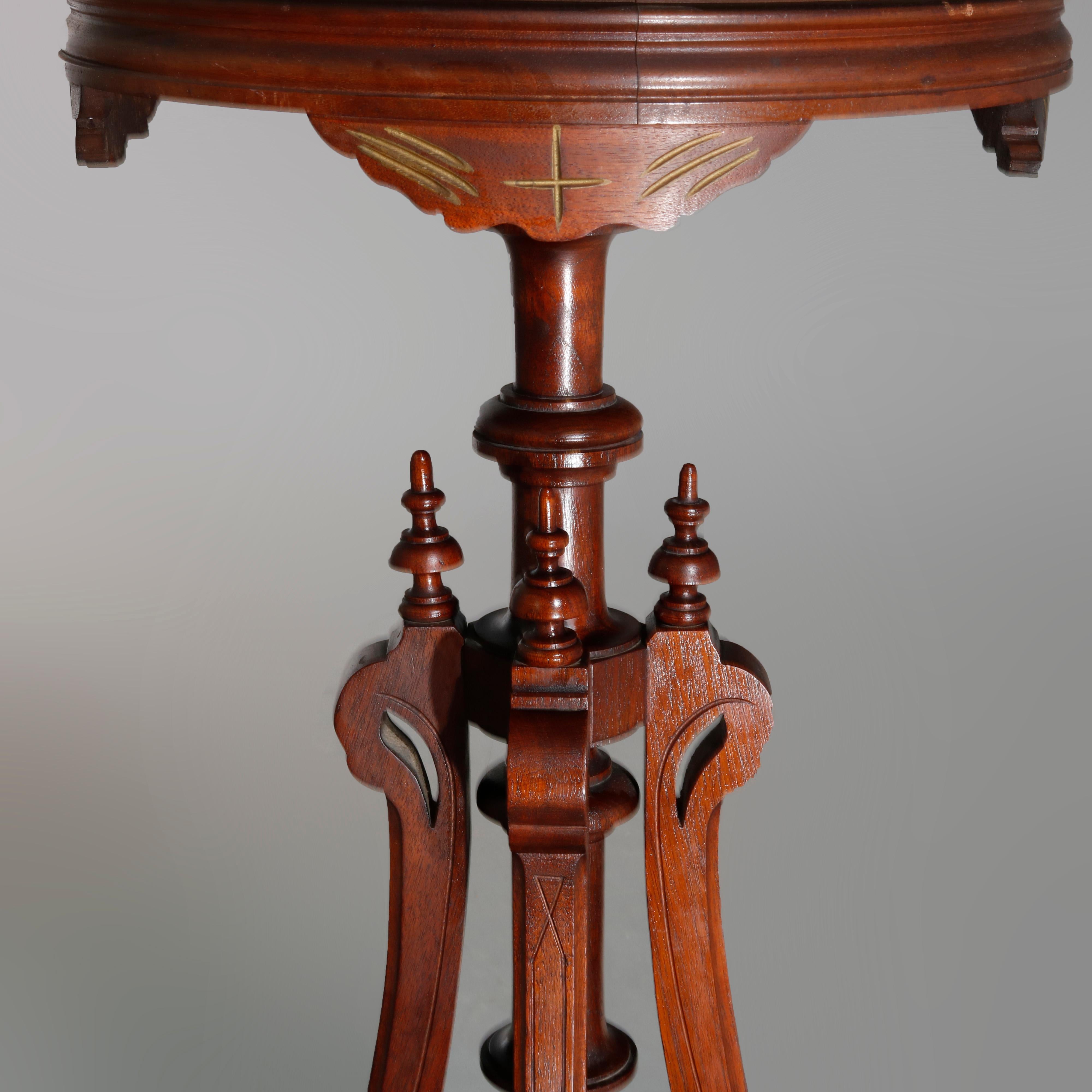 Antique Renaissance Revival Carved Walnut Marble Top Fern Stand, circa 1890 In Good Condition In Big Flats, NY