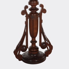 Antique Renaissance Revival Carved Walnut Marble Top Stand c1890