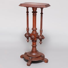 Antique Renaissance Revival Carved Walnut Sculpture Display Pedestal, circa 1880