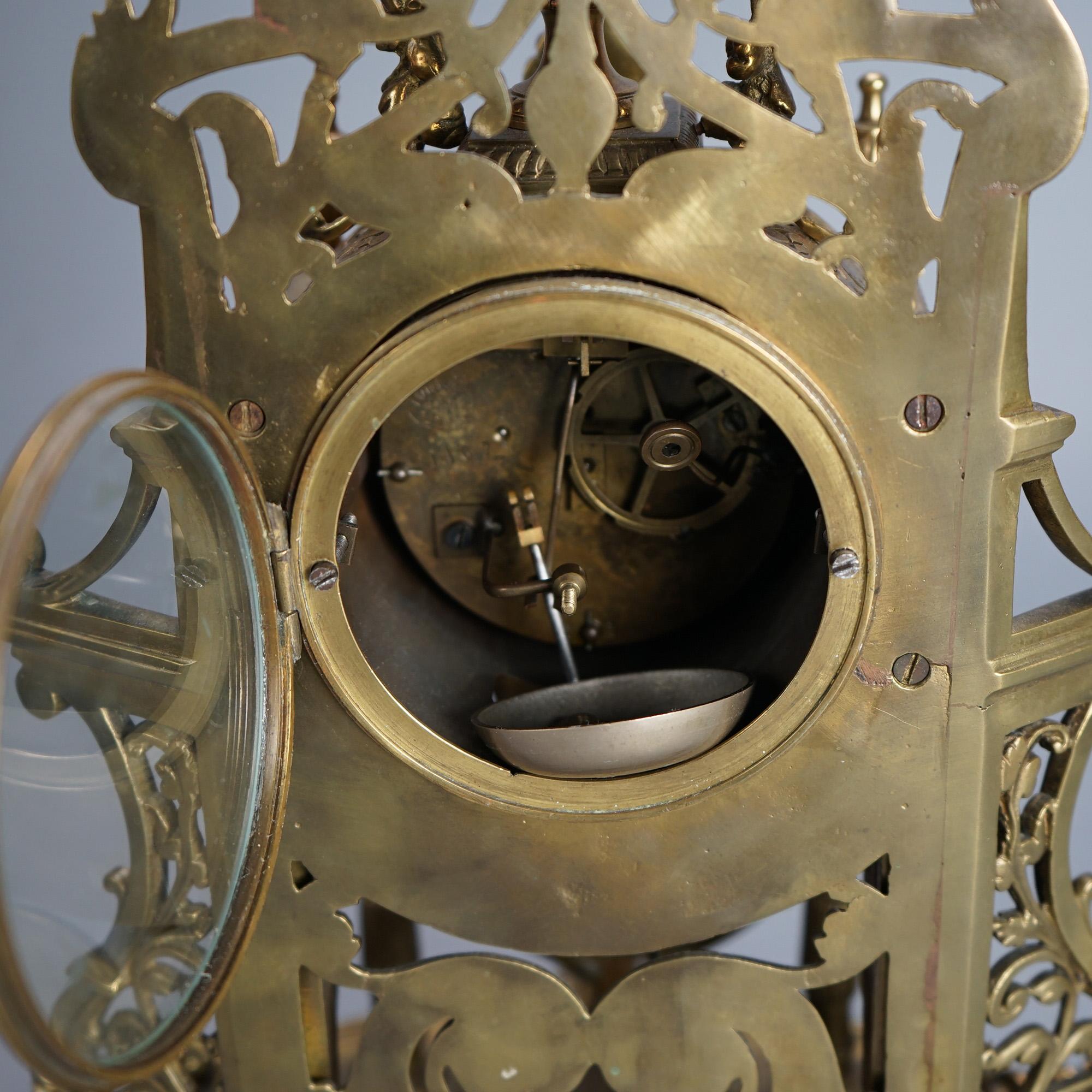 Antique Renaissance Revival Cast Bronze Figural Clock with Female Mask C1870 For Sale 6