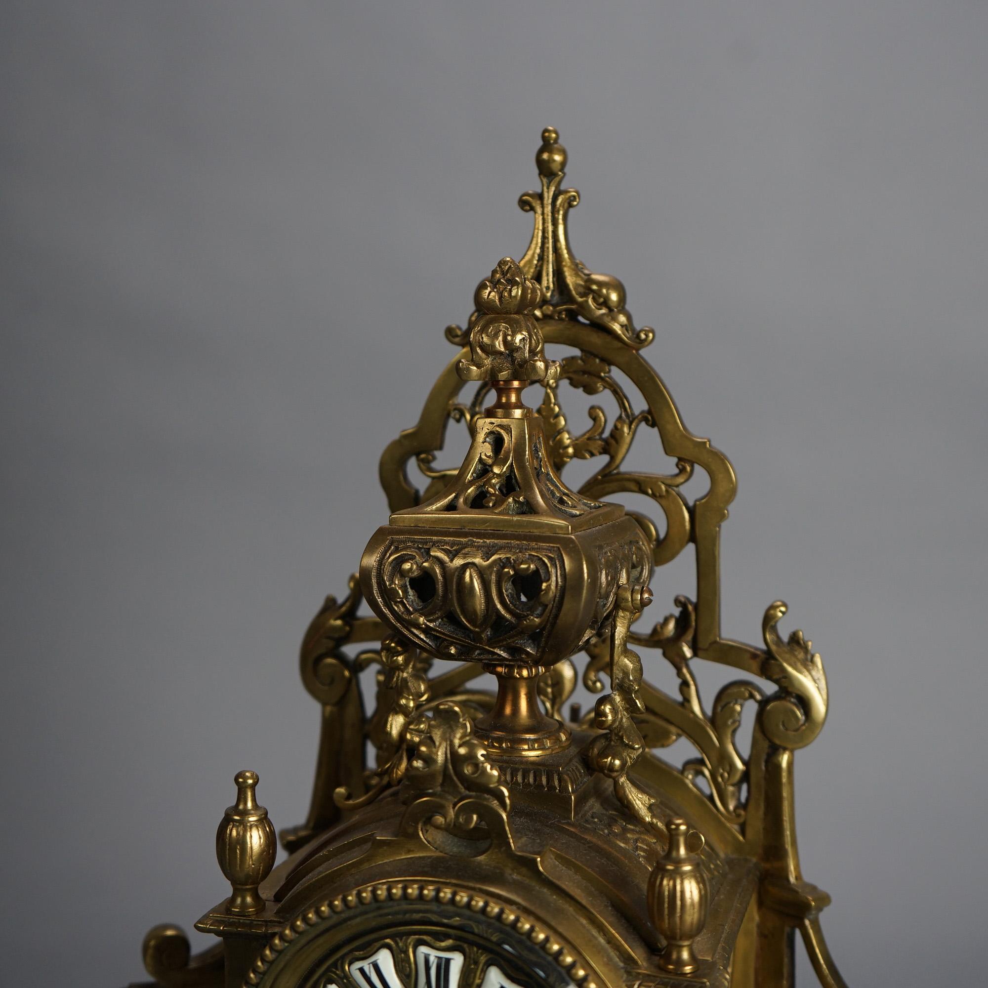 Antique Renaissance Revival Cast Bronze Figural Clock with Female Mask C1870 For Sale 1