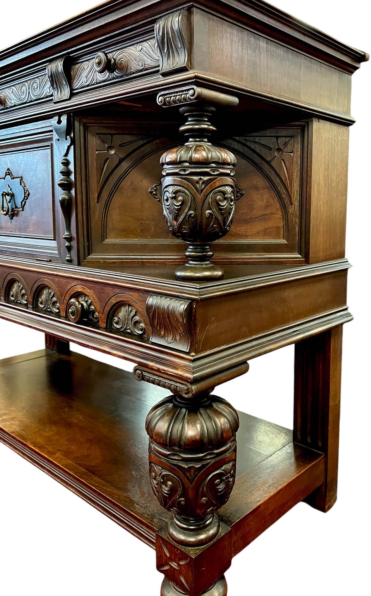 19th Century Antique Renaissance Revival Credenza/Sideboard, C. 1880-1900 For Sale