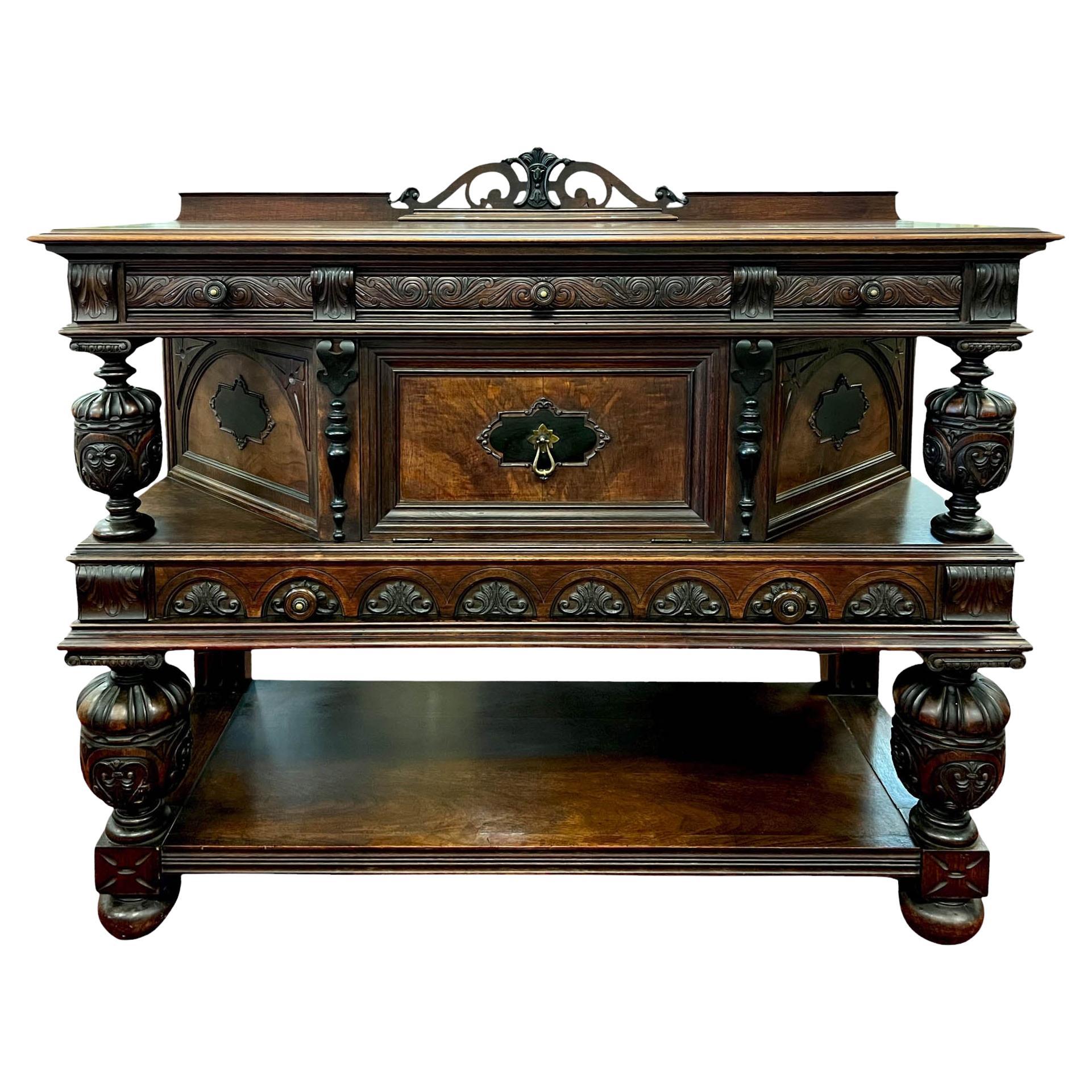 Antique Renaissance Revival Credenza/Sideboard, C. 1880-1900 For Sale