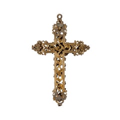 Antique Renaissance Revival Cross Pendant with Pearl