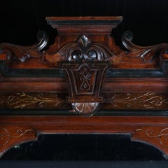 Antique Renaissance Revival Ebonized and Gilt Walnut and Marble Pier Mirror
