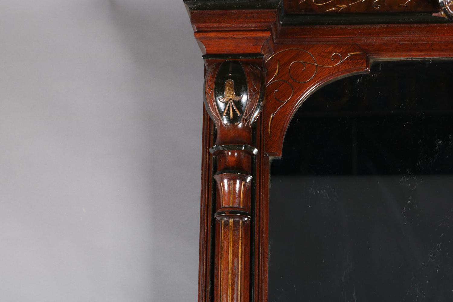 Antique Renaissance Revival Ebonized and Gilt Walnut and Marble Pier Mirror In Good Condition In Big Flats, NY