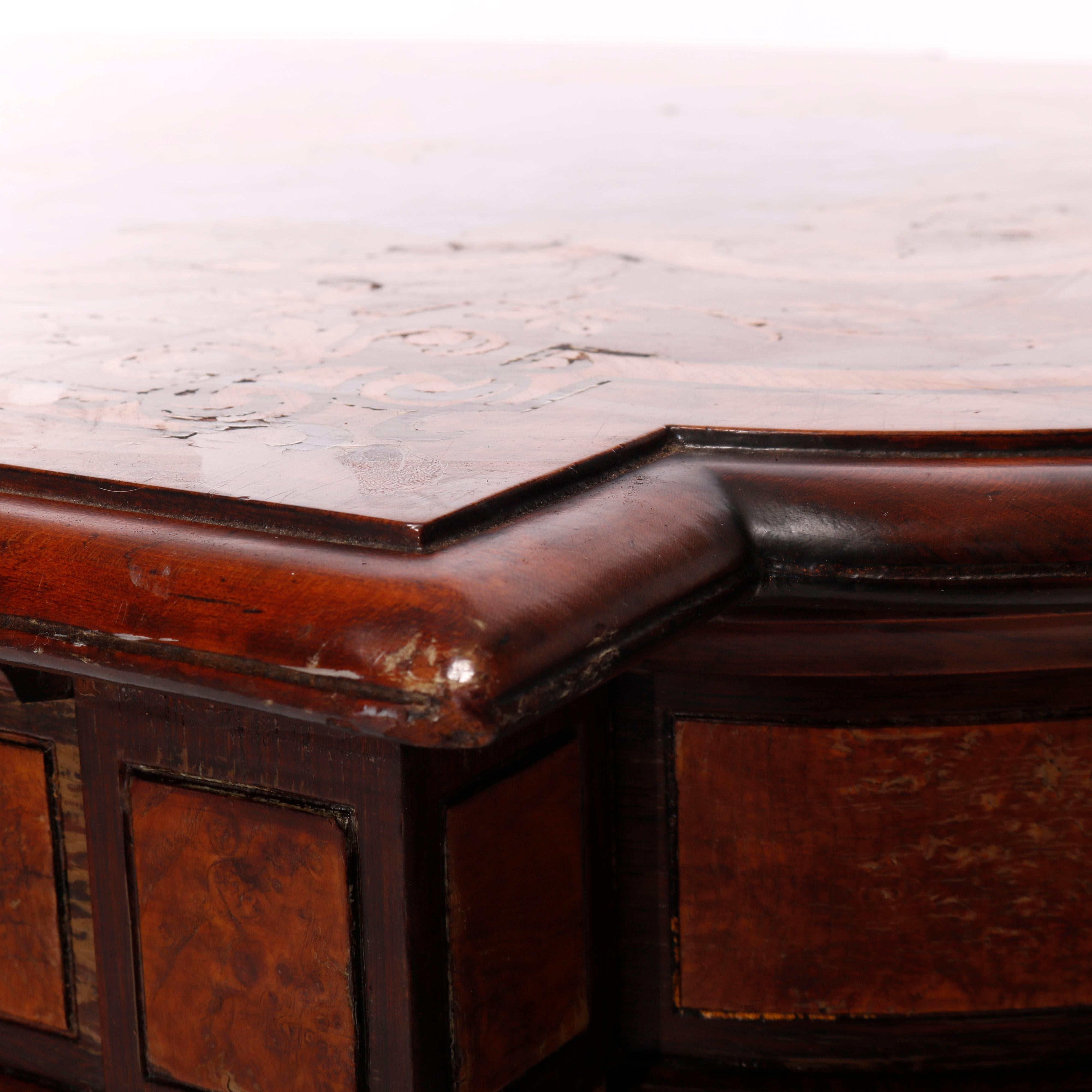 Antique Renaissance Revival Ebonized & Marquetry Walnut Center Table c1880 5