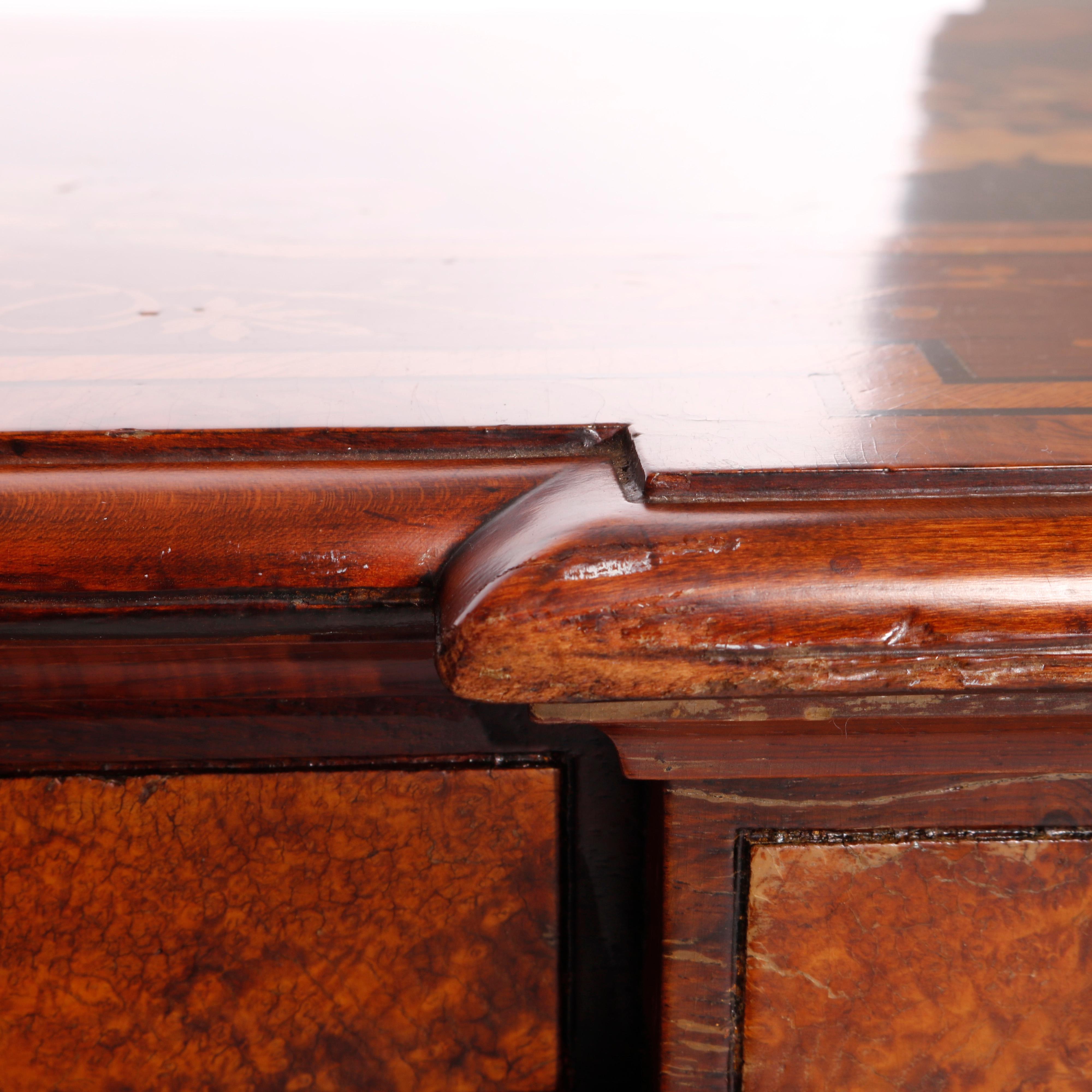Antique Renaissance Revival Ebonized & Marquetry Walnut Center Table c1880 6