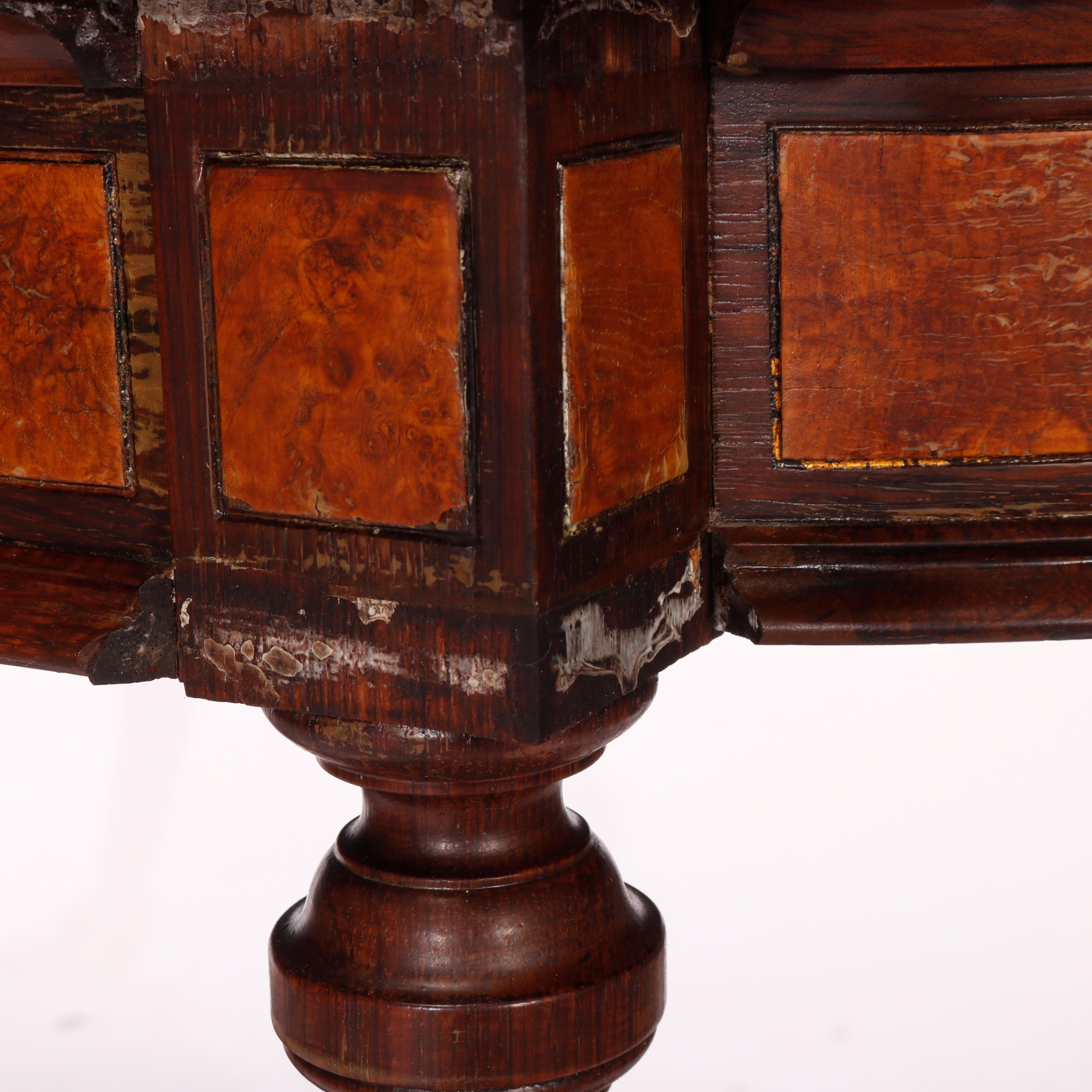 Antique Renaissance Revival Ebonized & Marquetry Walnut Center Table c1880 7