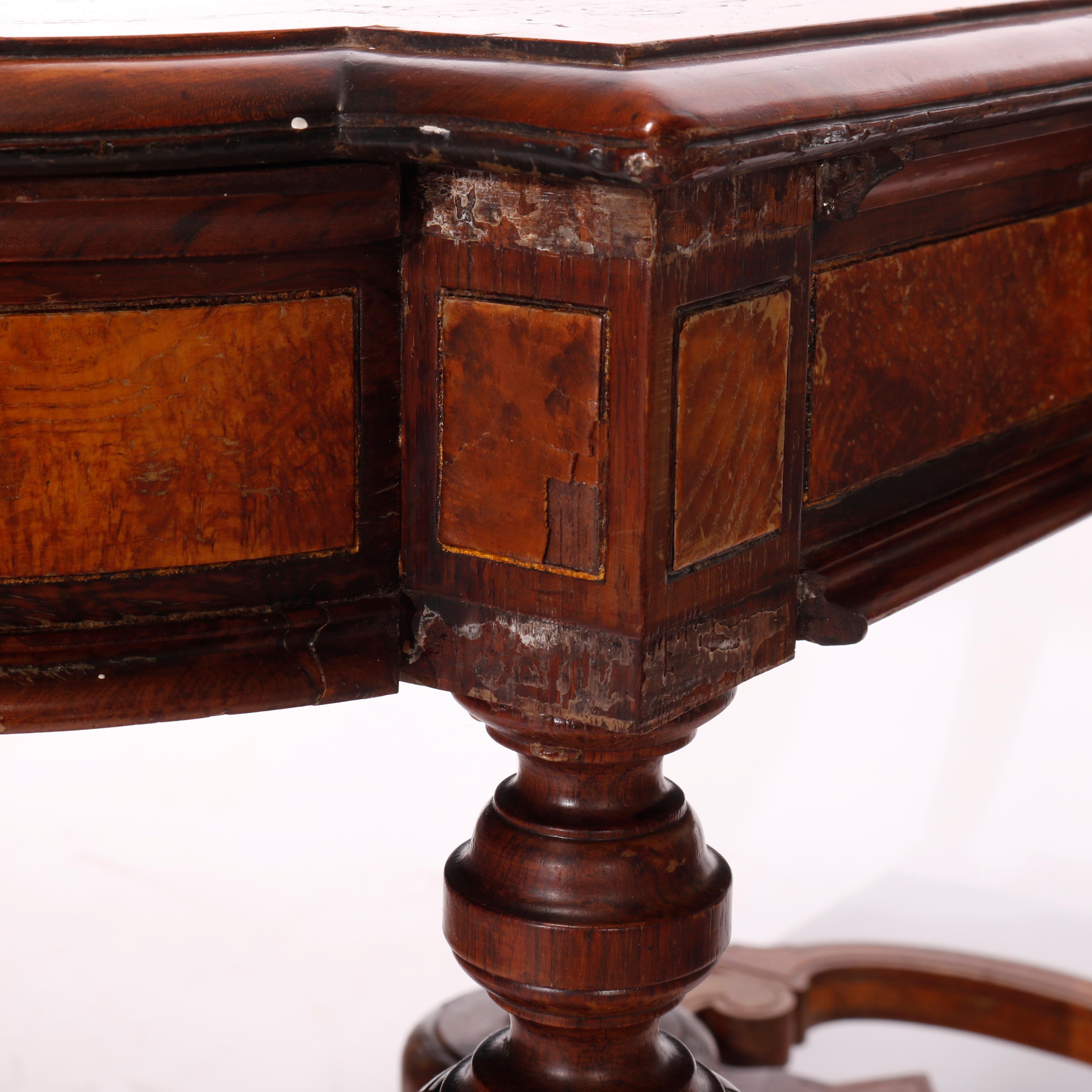 Antique Renaissance Revival Ebonized & Marquetry Walnut Center Table c1880 8