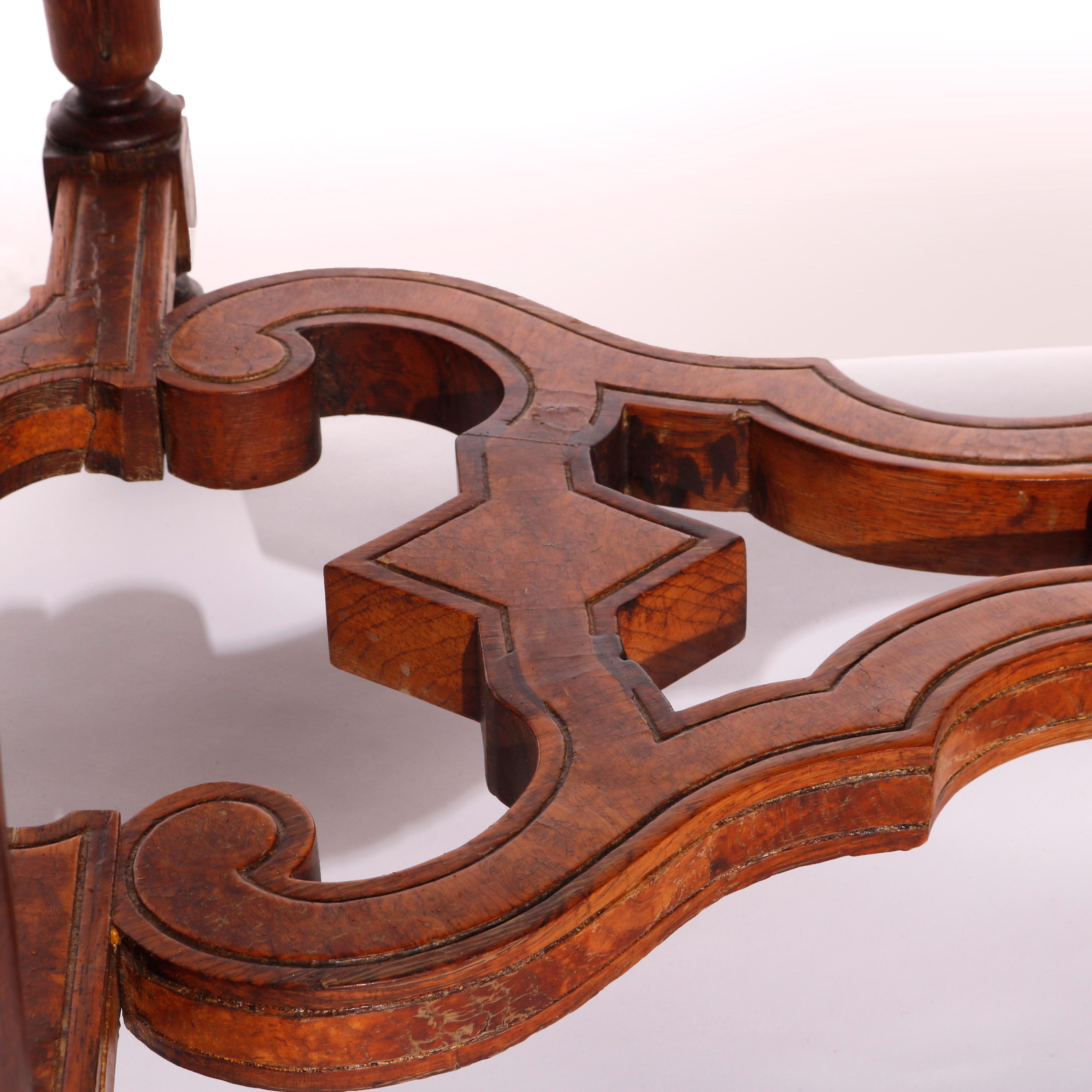 Antique Renaissance Revival Ebonized & Marquetry Walnut Center Table c1880 10