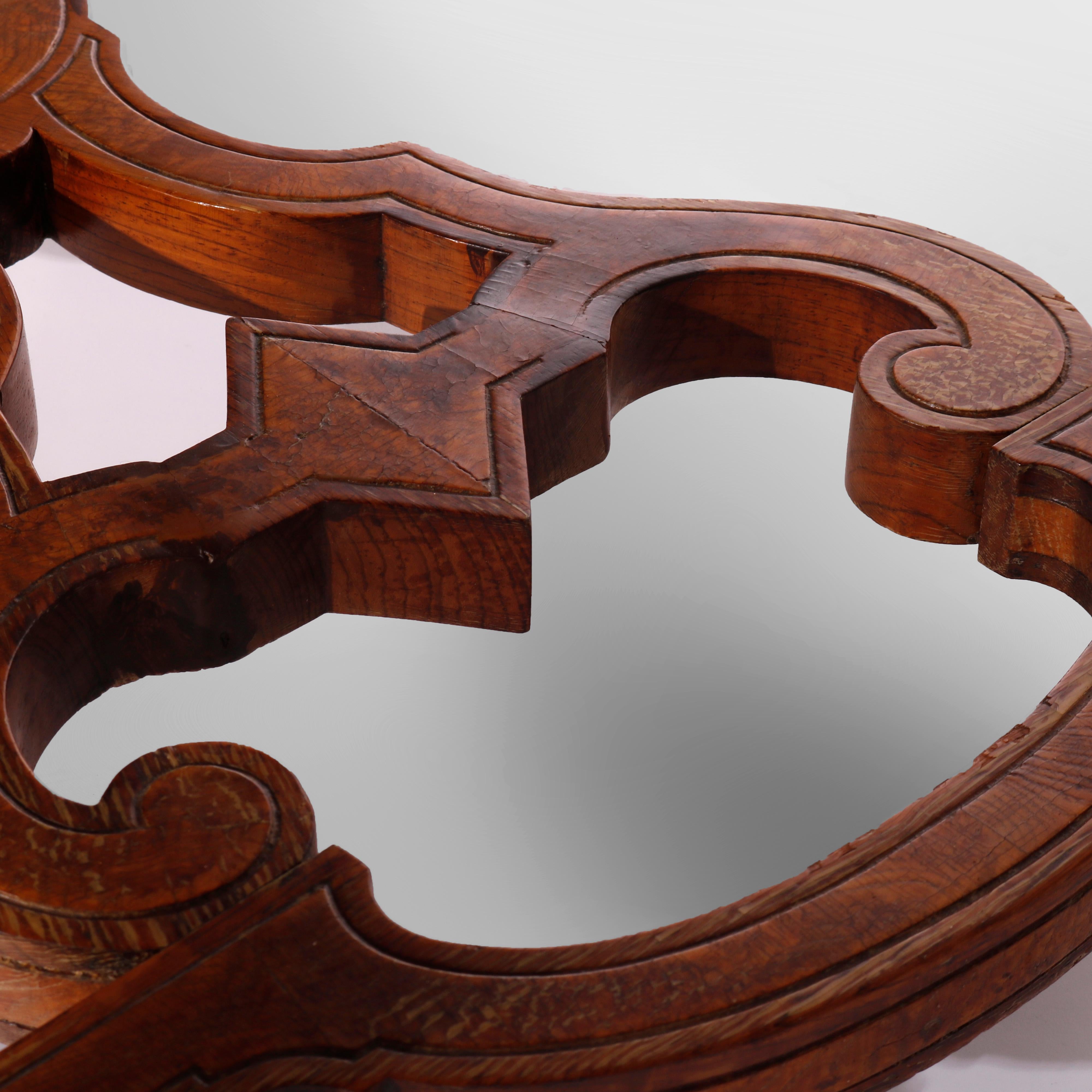Antique Renaissance Revival Ebonized & Marquetry Walnut Center Table c1880 11