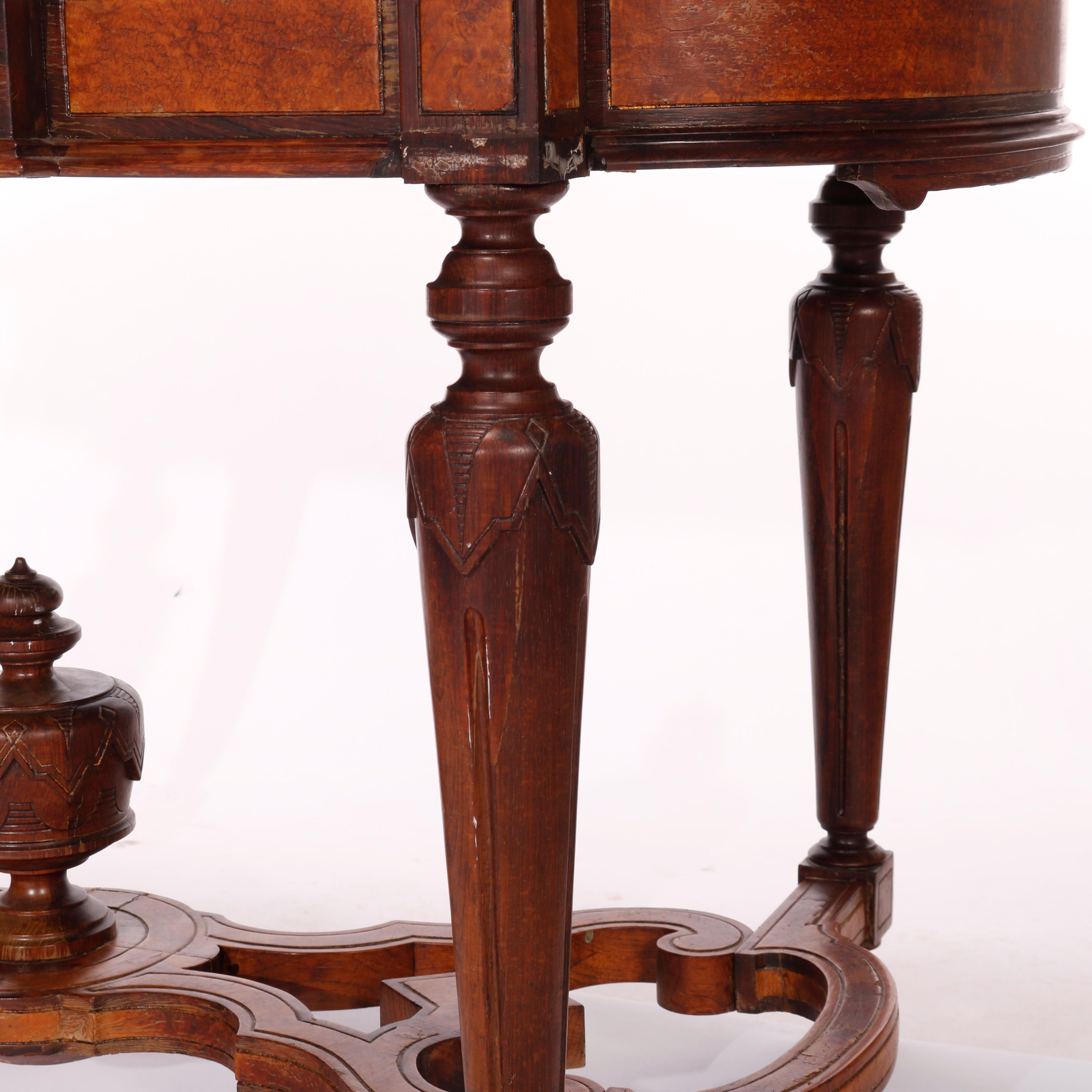 Antique Renaissance Revival Ebonized & Marquetry Walnut Center Table c1880 12