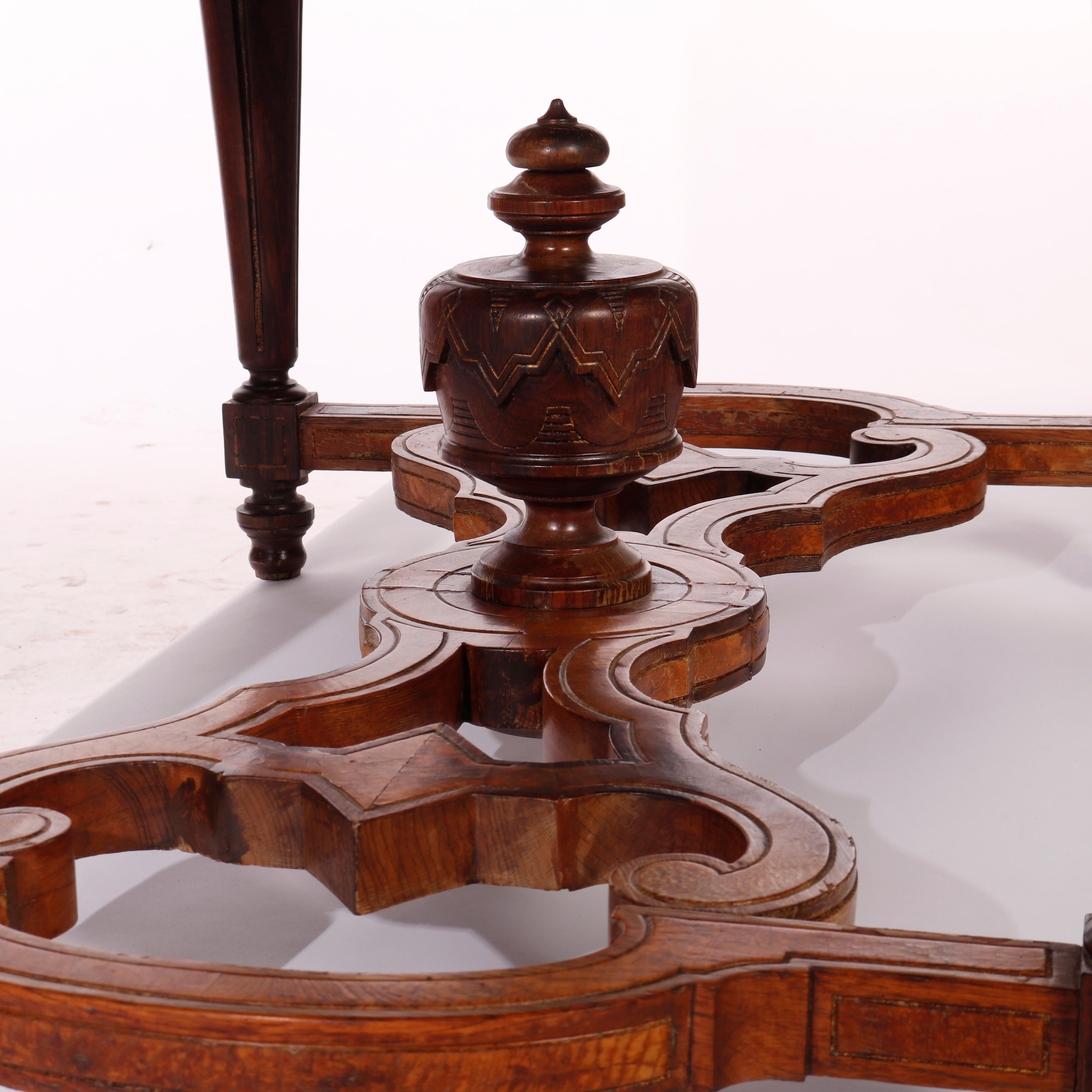 Antique Renaissance Revival Ebonized & Marquetry Walnut Center Table c1880 14