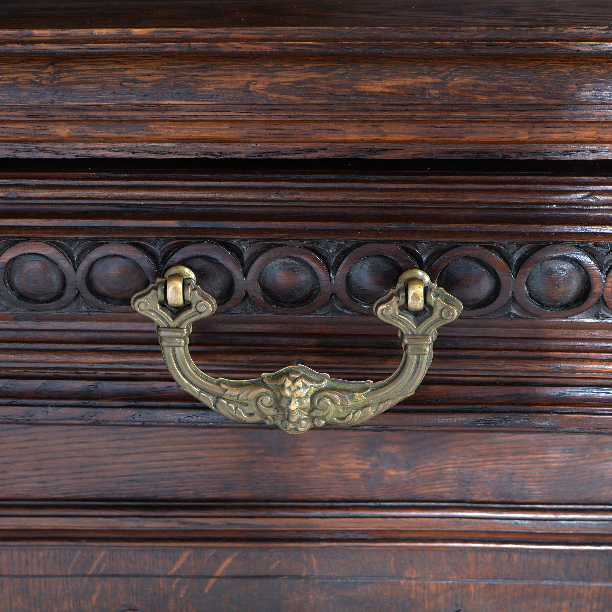 Antique Renaissance Revival Figural Carved Knight & Horse Oak Hunt Board c1890 For Sale 11
