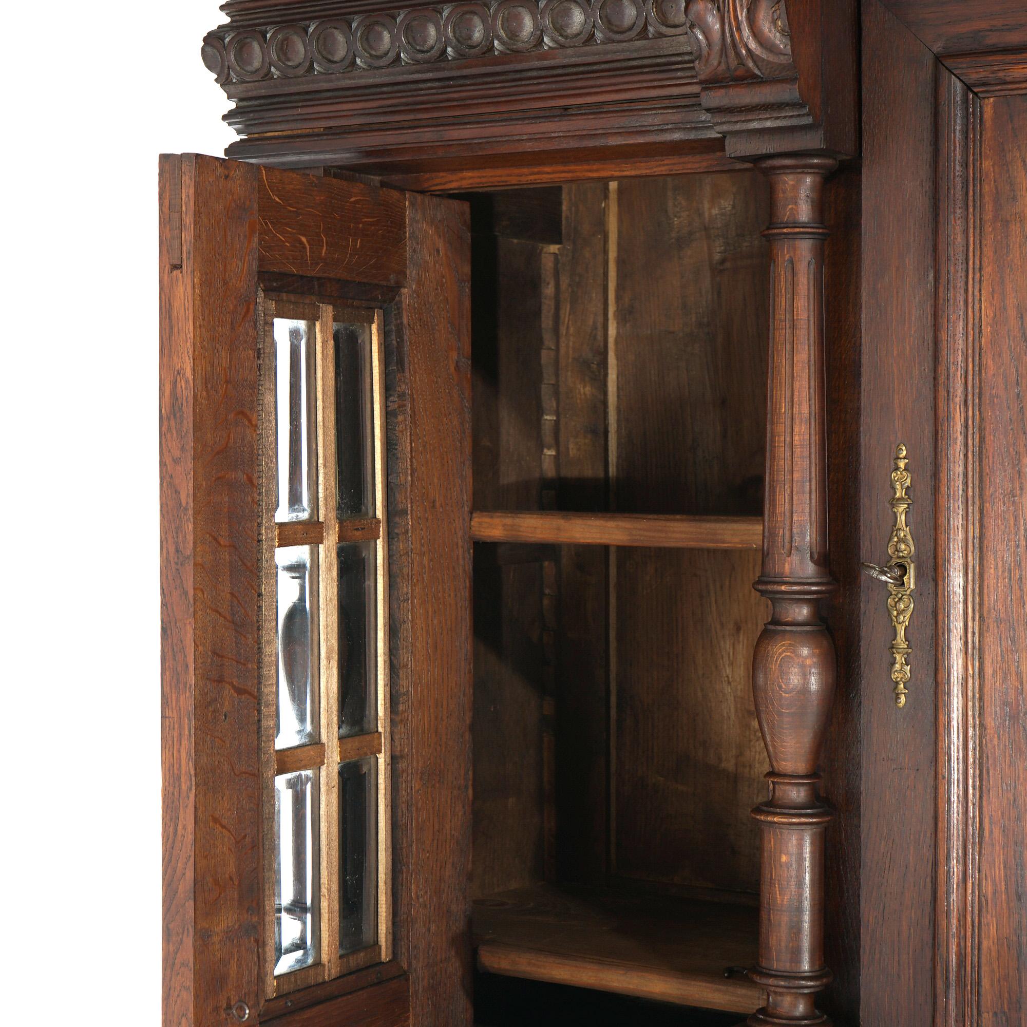 Antique Renaissance Revival Figural Carved Knight & Horse Oak Hunt Board c1890 For Sale 13