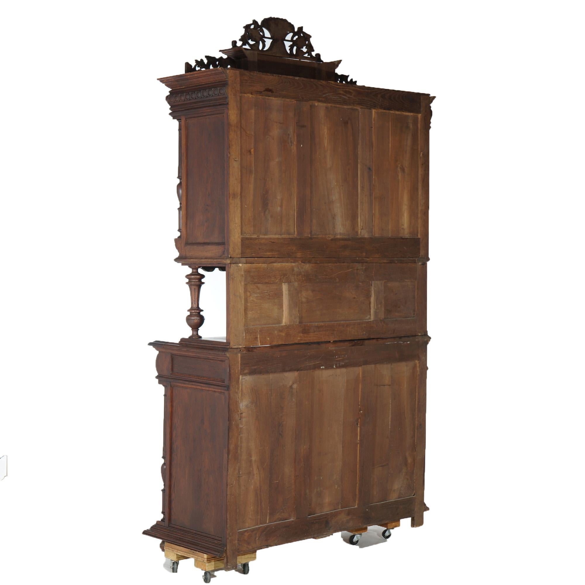 Antique Renaissance Revival Figural Carved Knight & Horse Oak Hunt Board c1890 For Sale 14
