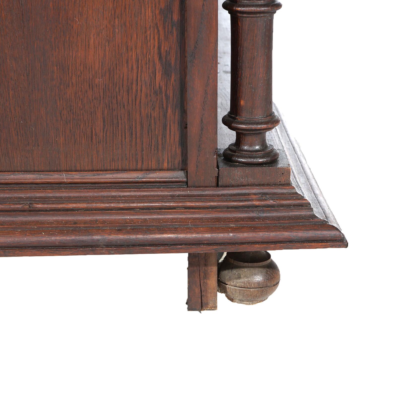 Antique Renaissance Revival Figural Carved Knight & Horse Oak Hunt Board c1890 For Sale 1