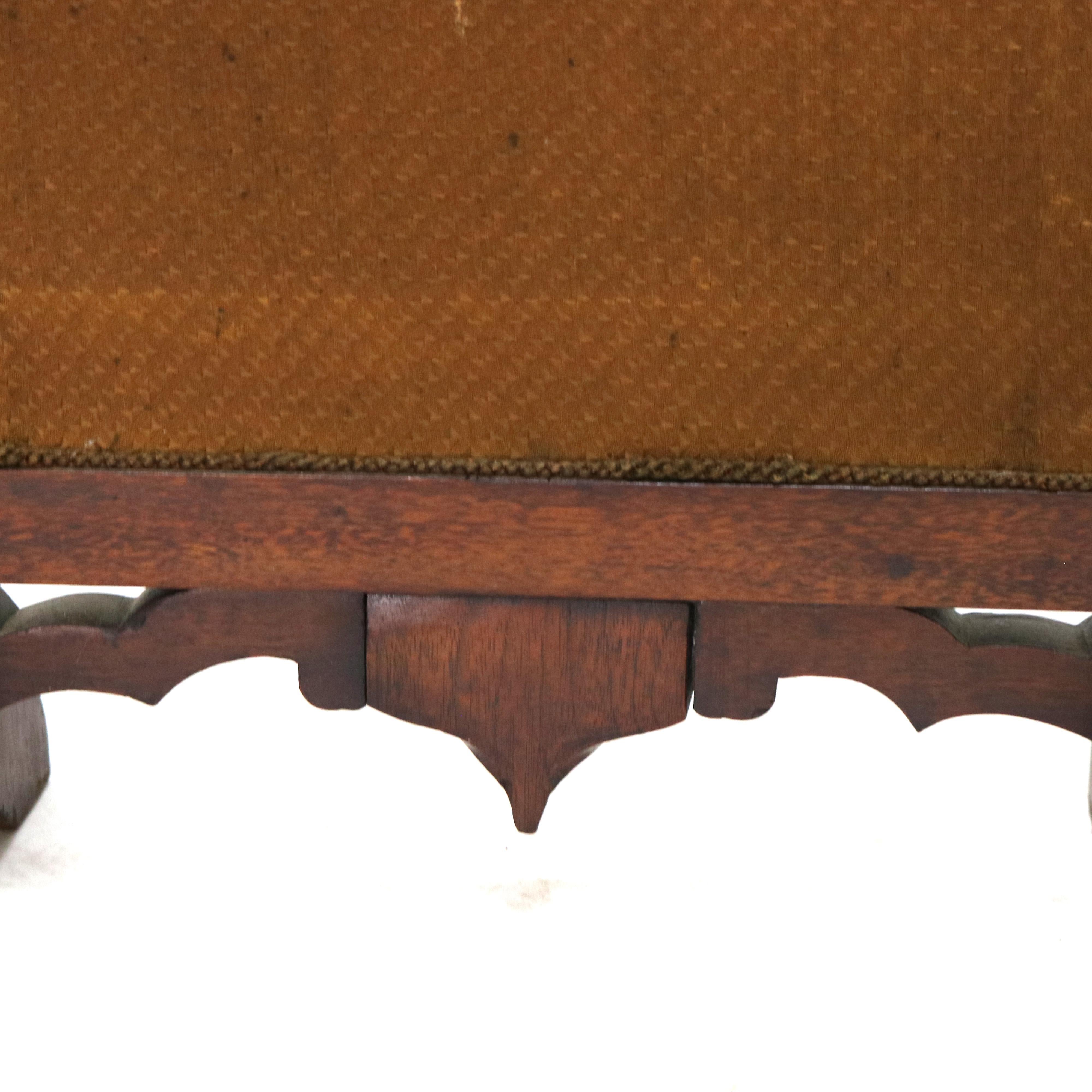 Antique Renaissance Revival Figural Carved & Needlepoint Fireplace Screen C1900 For Sale 6
