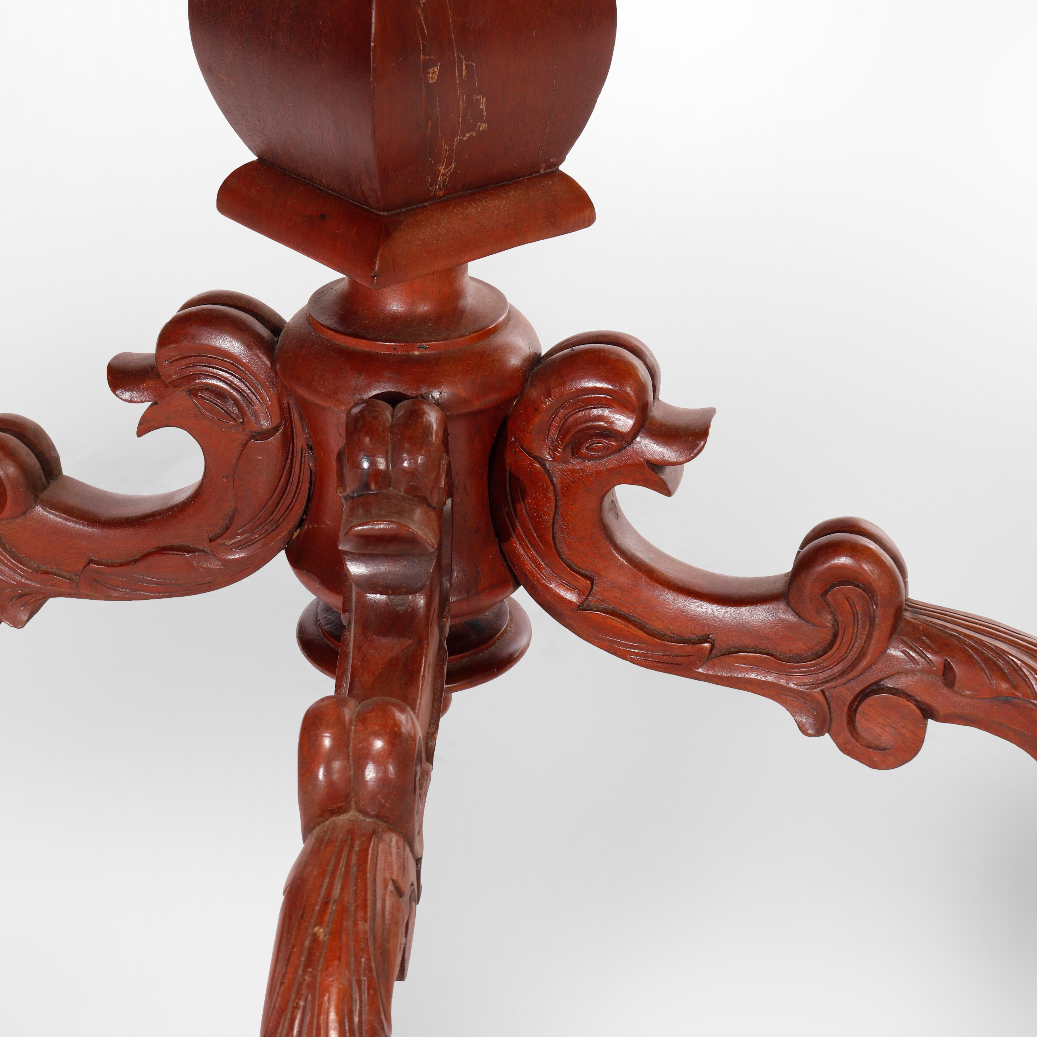 Antique Renaissance Revival Figural Carved Oval Marble Top Parlor Table, c1880 For Sale 5