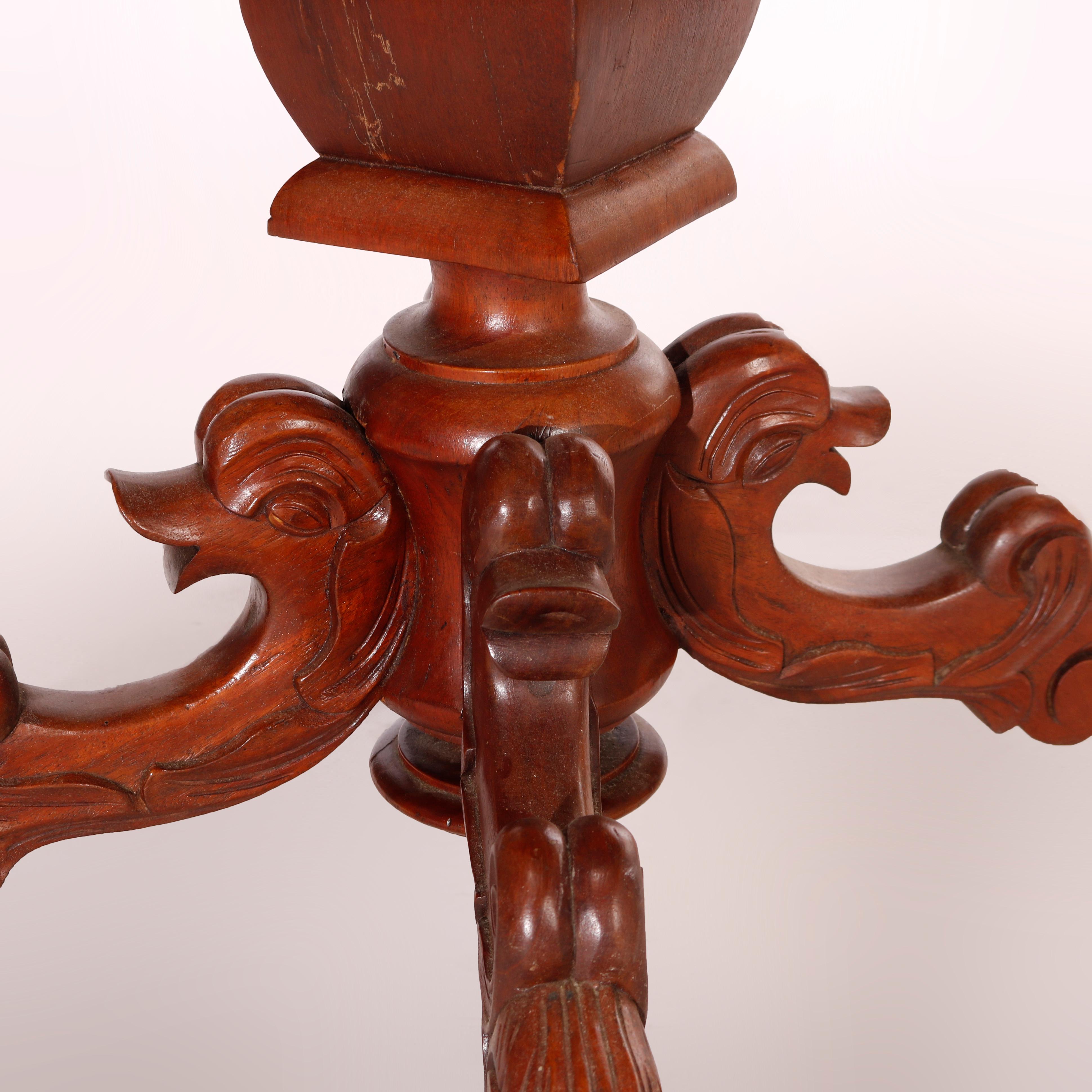 Antique Renaissance Revival Figural Carved Oval Marble Top Parlor Table, c1880 For Sale 6