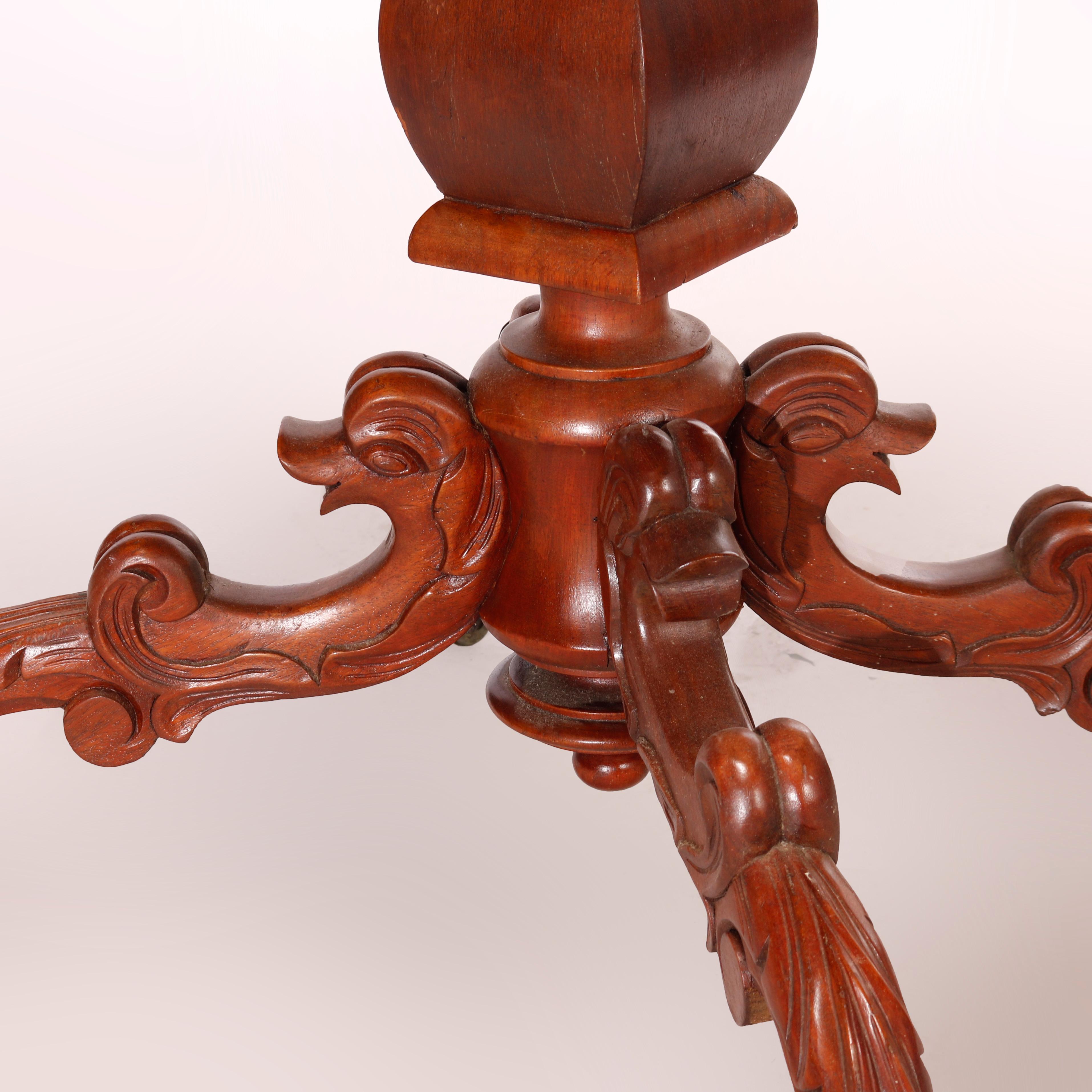 Antique Renaissance Revival Figural Carved Oval Marble Top Parlor Table, c1880 For Sale 7
