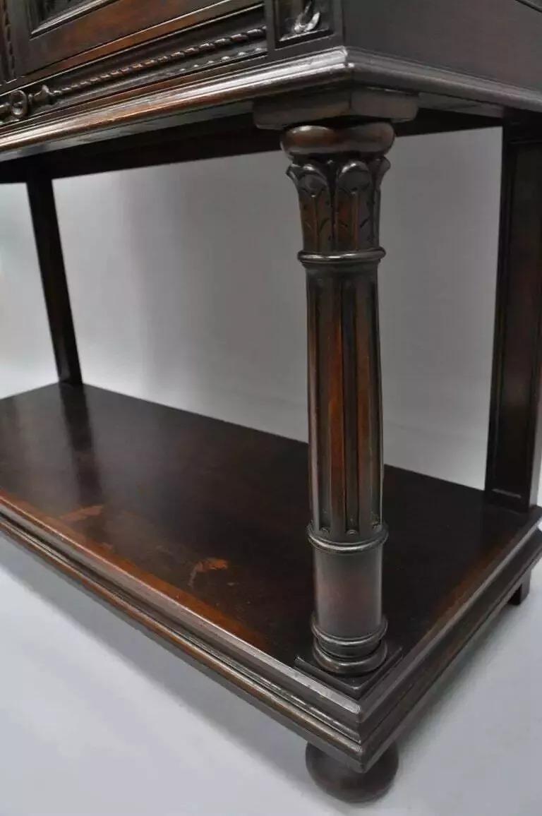 Antique Renaissance Revival Figural Carved Walnut Cabinet Sideboard Cupboard For Sale 2