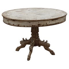 Ancienne table centrale ovale française de style néo-renaissance