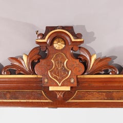 Antique Renaissance Revival Gilt & Burl Walnut over Mantle Mirror, circa 1880