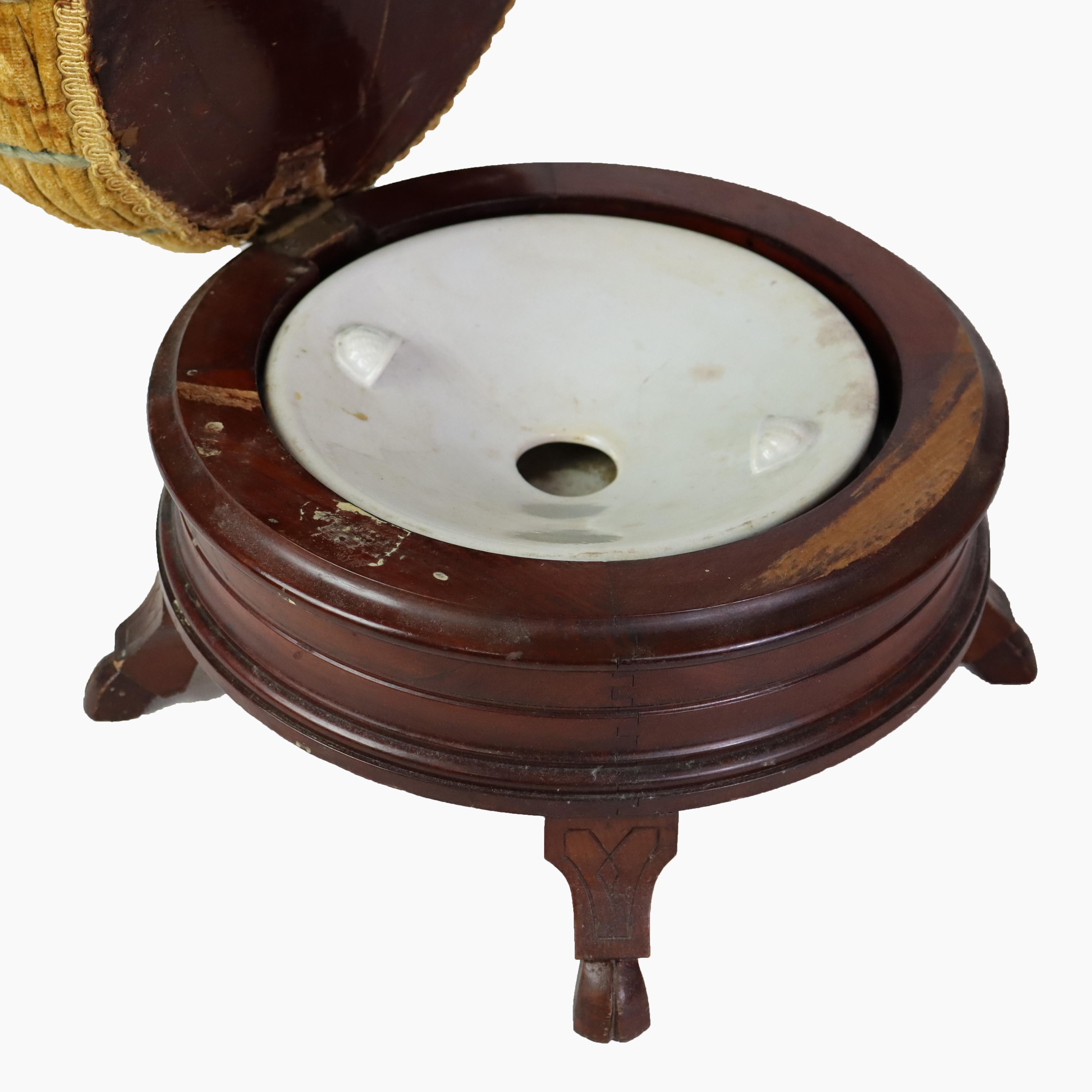 Antique Renaissance Revival Gilt & Ebonized Walnut Pillow Top Spittoon C1890 For Sale 2