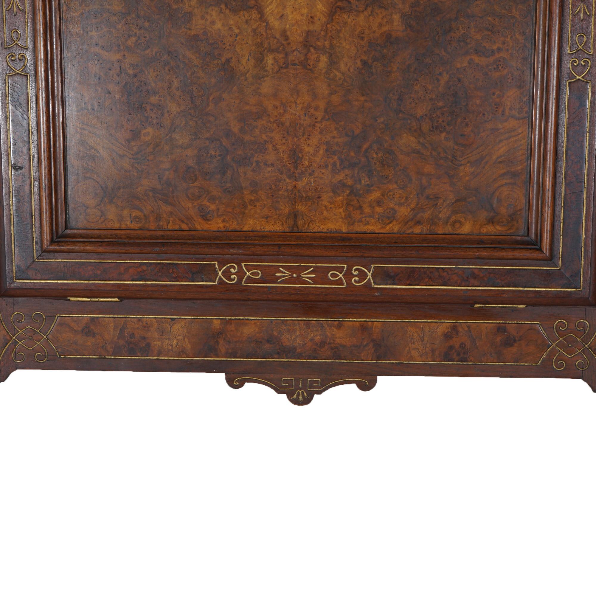 Antique Renaissance Revival Gilt Walnut, Burl & Satinwood Inlaid Easel c1870 5