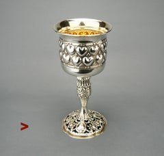 Antike Renaissance Revival Herzen Pokal Becher massiv 835 Silber / 112 gr