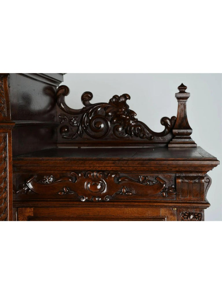 Antique Renaissance Revival Style Oak Vitrine Showcase Display Cabinet ...