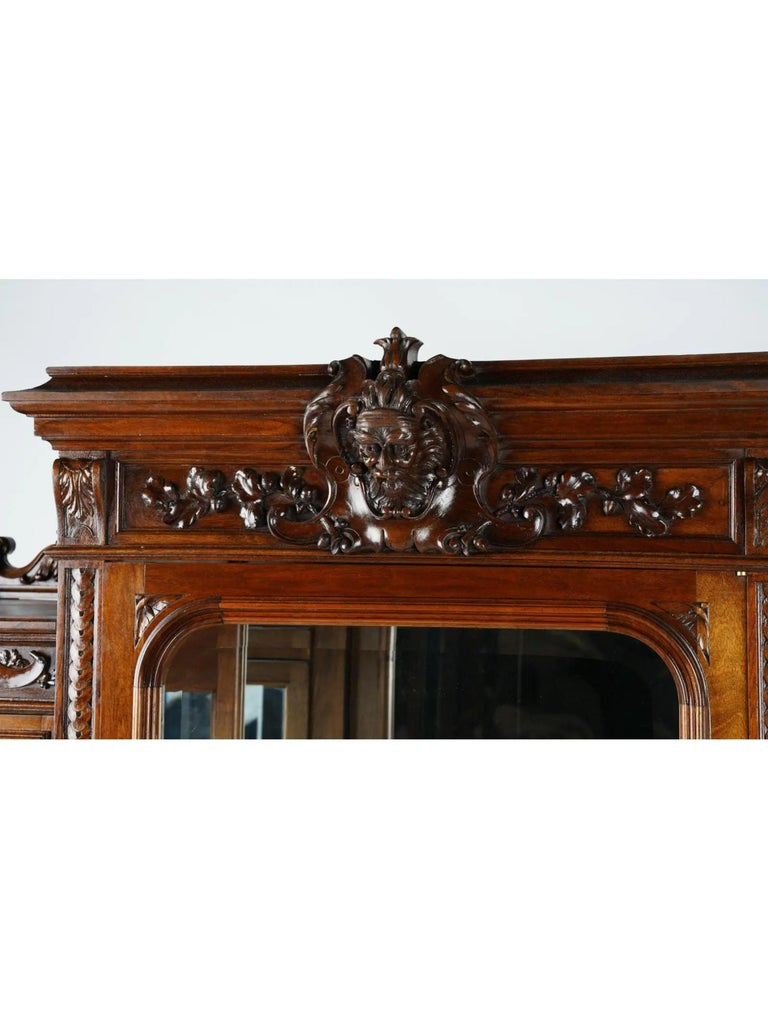 Antique Renaissance Revival Style Oak Vitrine Showcase Display Cabinet ...