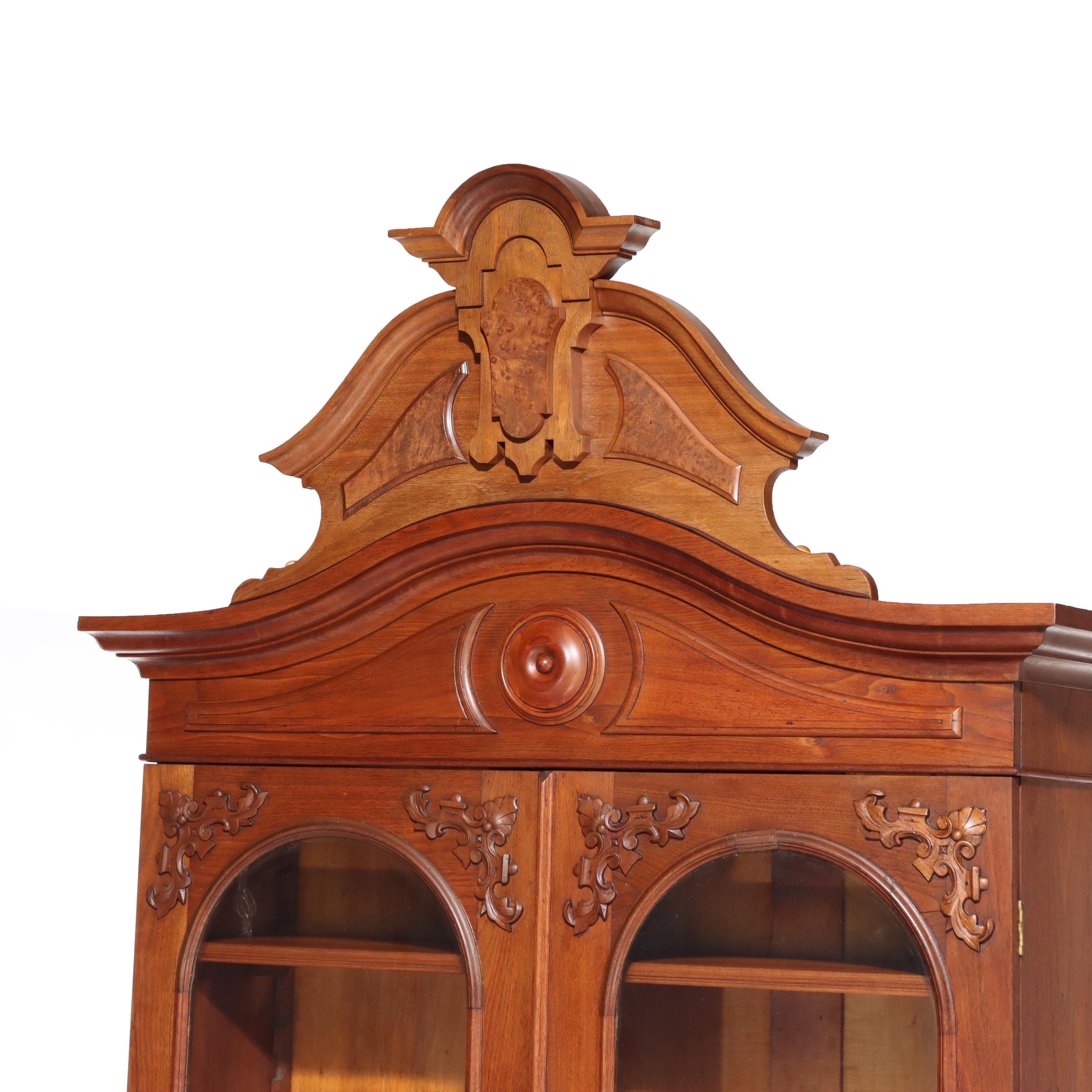 Antiker viktorianischer Sekretär aus geschnitztem Nussbaum und Wurzelholz im Renaissance-Stil um 1890 (Neorenaissance) im Angebot