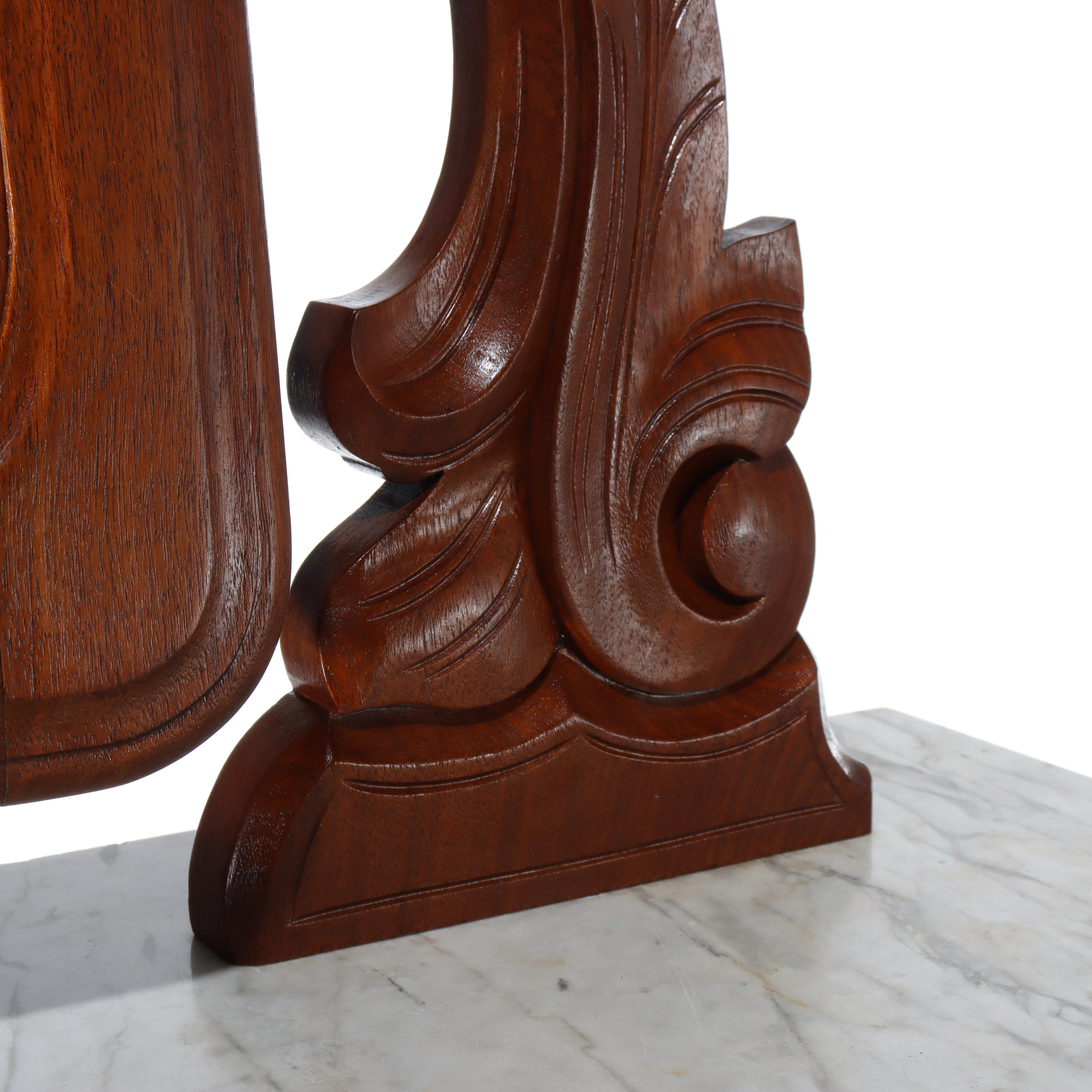 Coffre à 3 tiroirs en noyer avec dessus en marbre, époque Renaissance, vers 1890 en vente 11