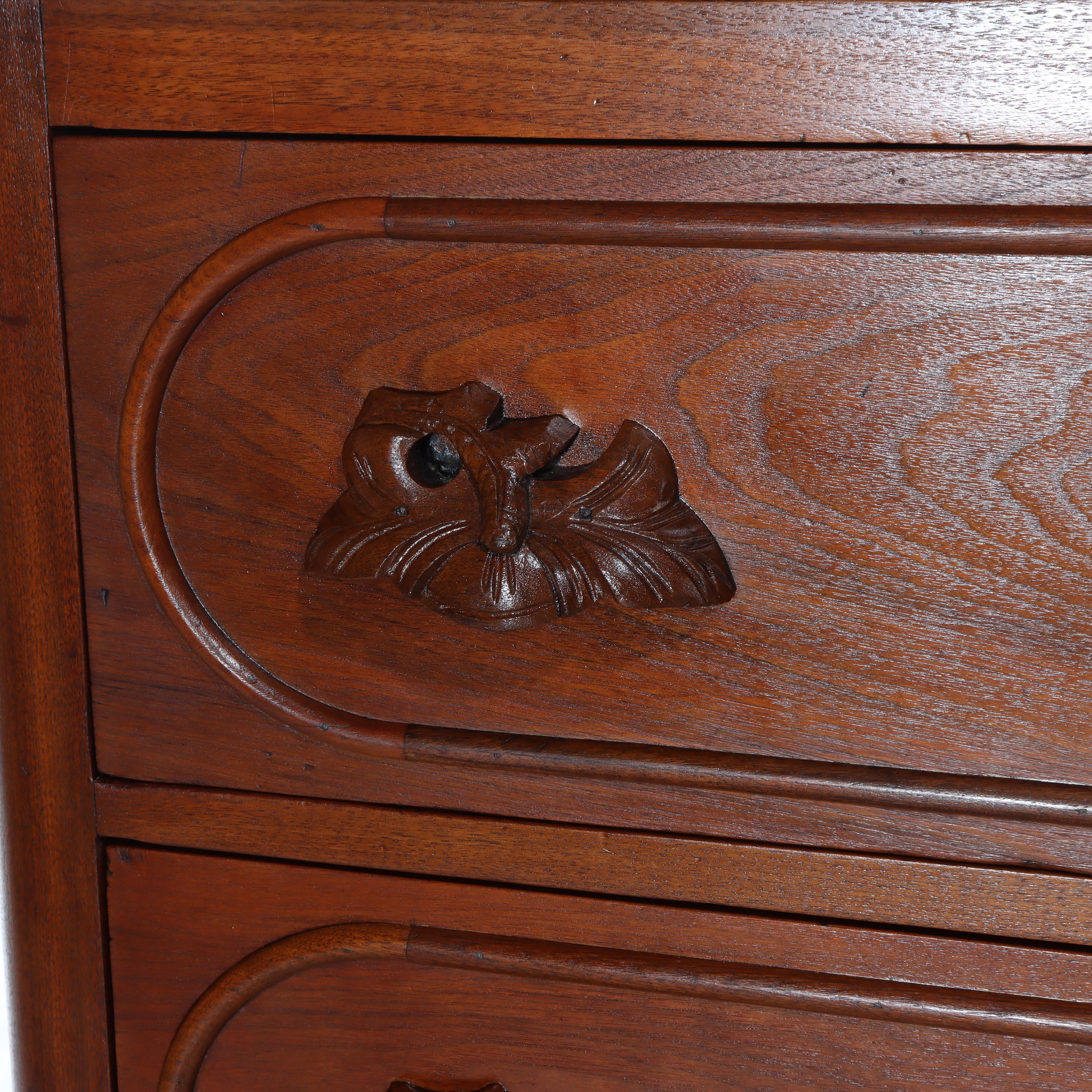 Coffre à 3 tiroirs en noyer avec dessus en marbre, époque Renaissance, vers 1890 en vente 1