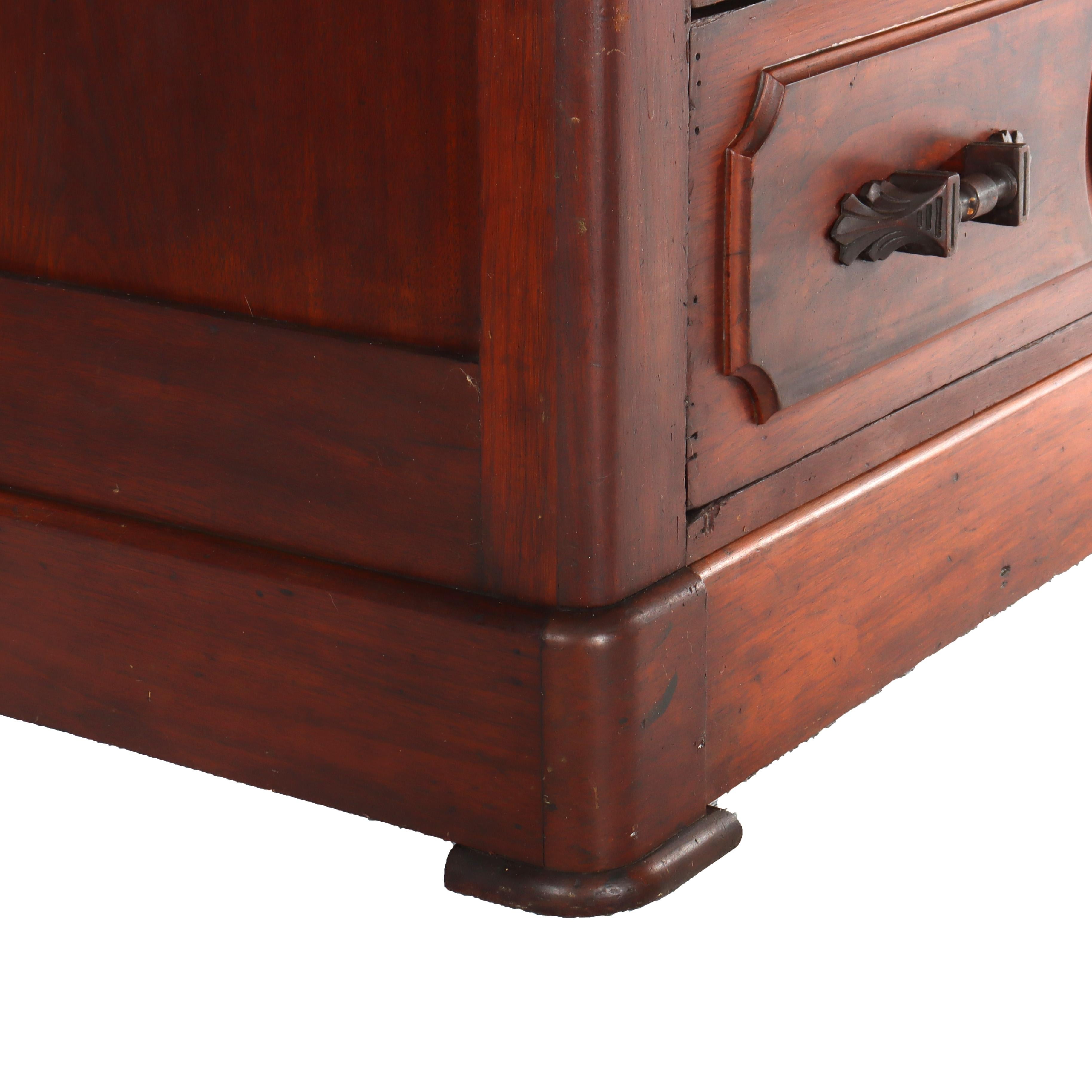 Ancienne commode à 4 tiroirs à dessus de marbre en noyer et ronce Renaissance c1890 en vente 8