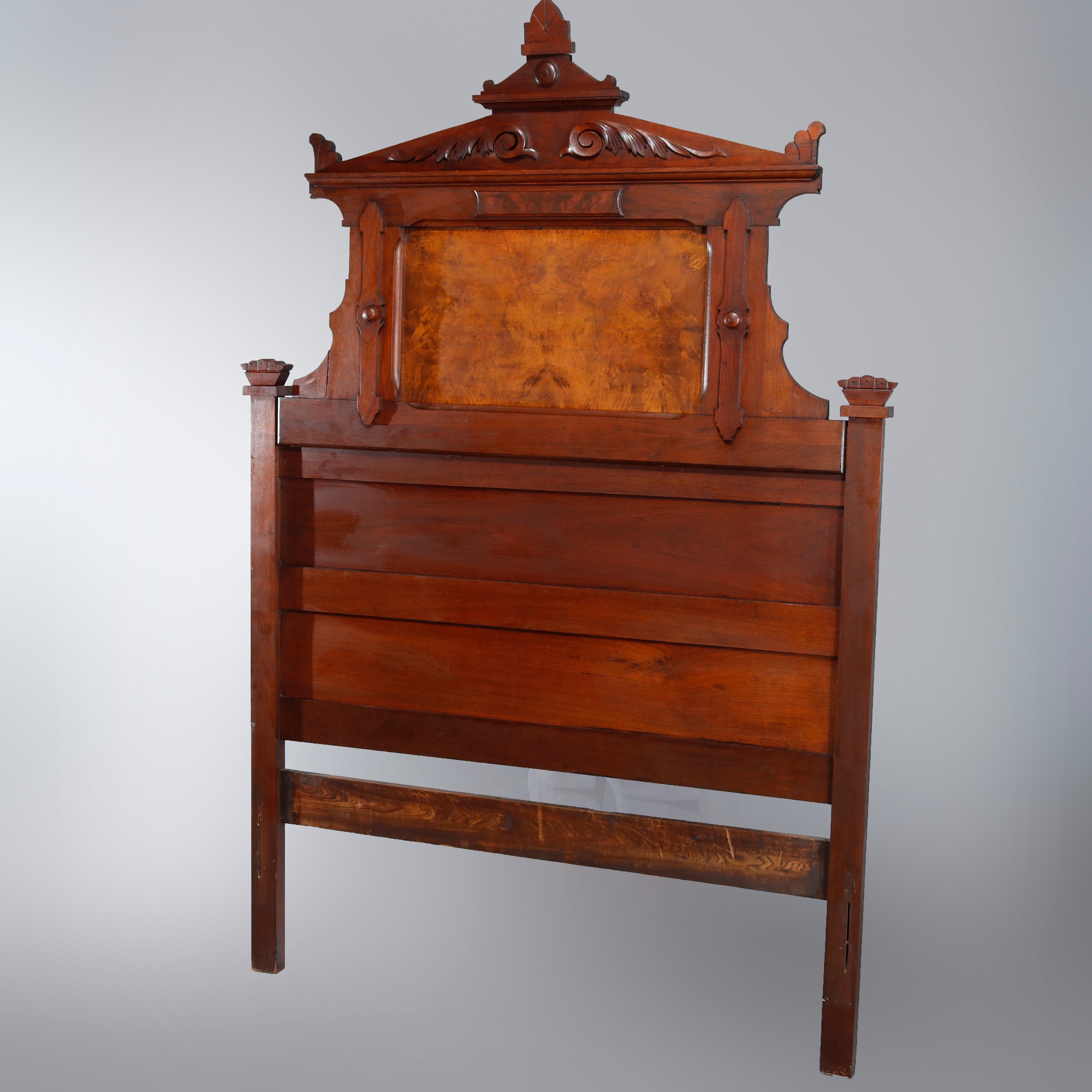 Antique Renaissance Revival Walnut, Burl and Marble Bedroom Set, circa 1890 In Good Condition In Big Flats, NY