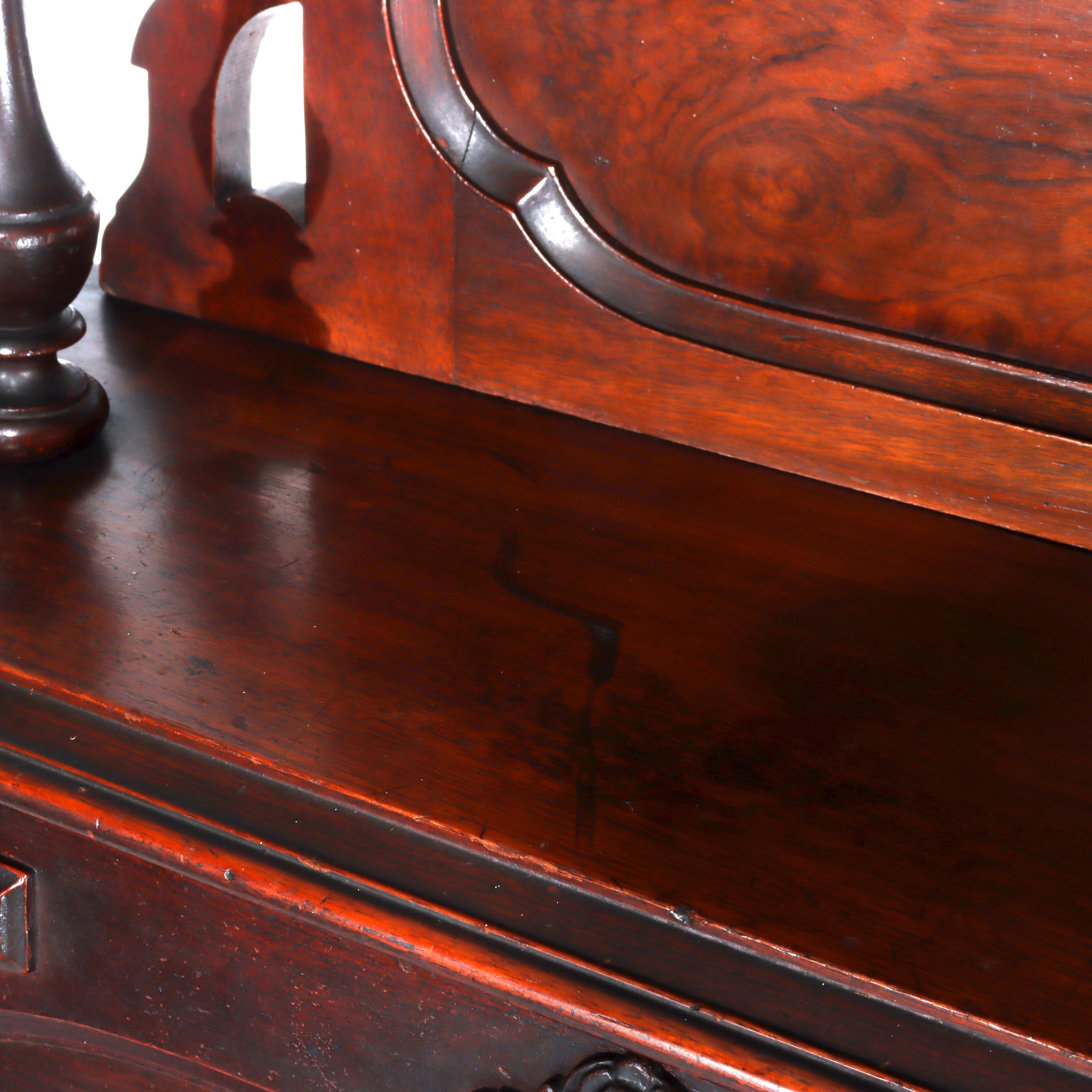 Antique Renaissance Revival Walnut & Burl Drop Front Desk c1890 im Angebot 5