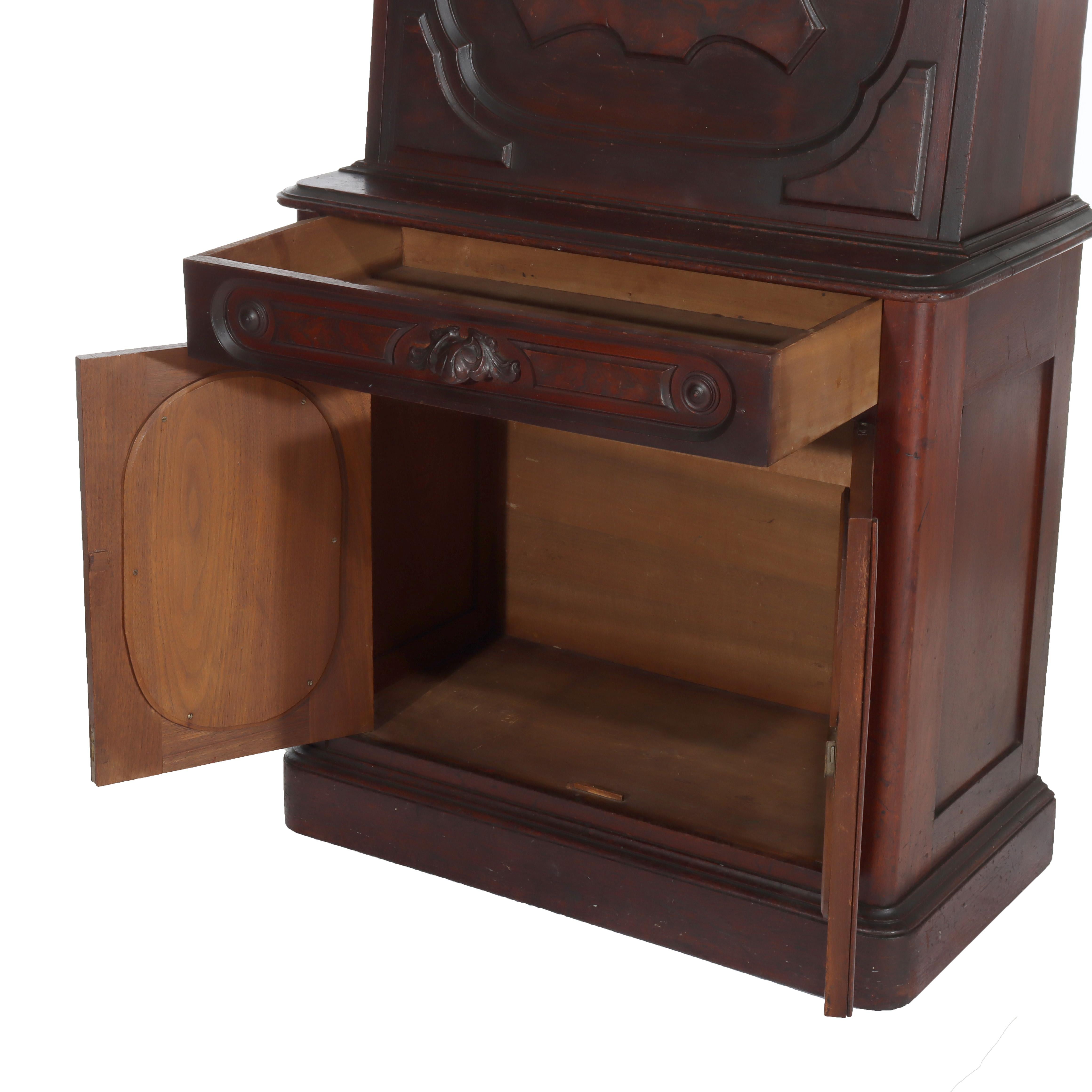 Antique Renaissance Revival Walnut & Burl Drop Front Desk c1890 (Walnuss) im Angebot