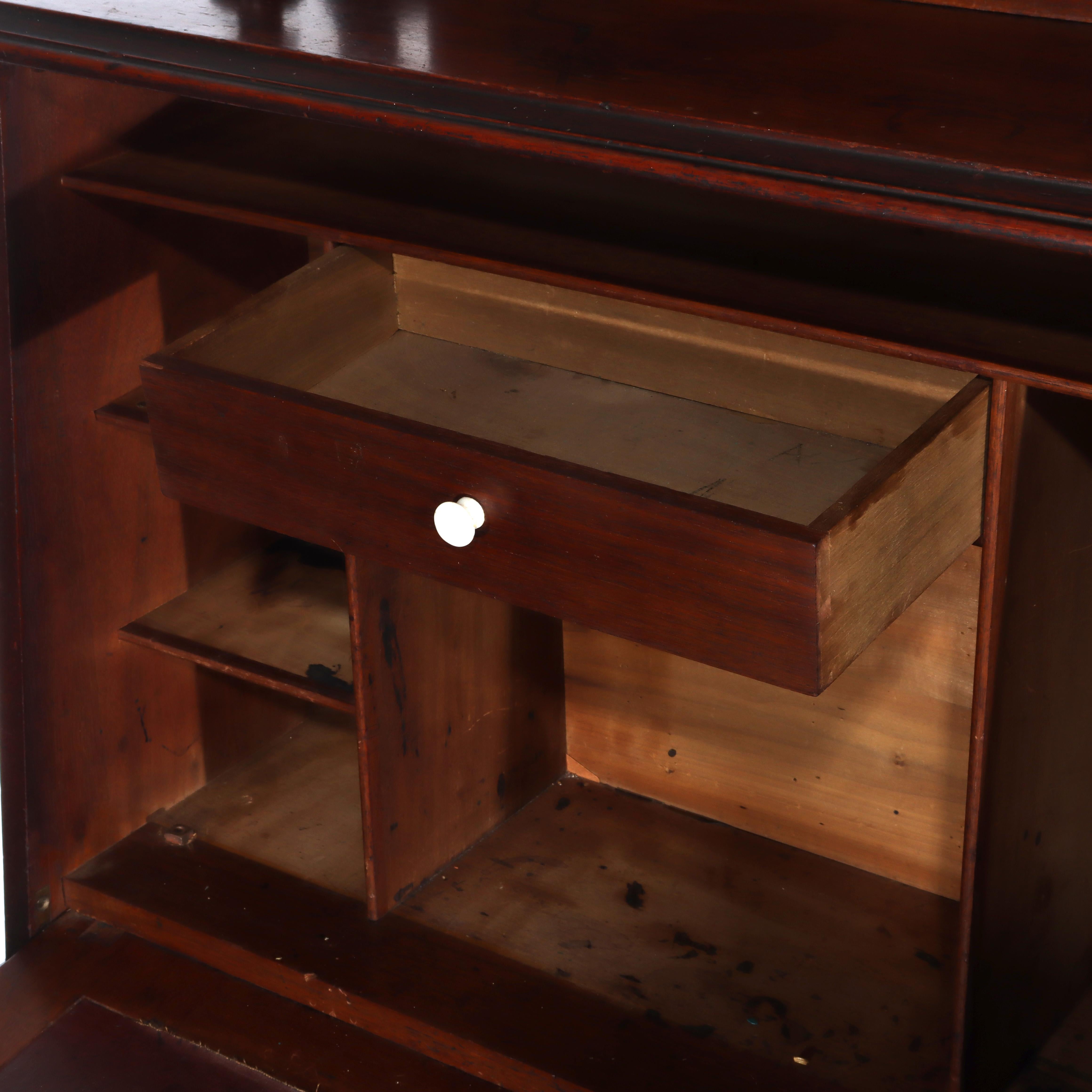 Antique Renaissance Revival Walnut & Burl Drop Front Desk c1890 im Angebot 2