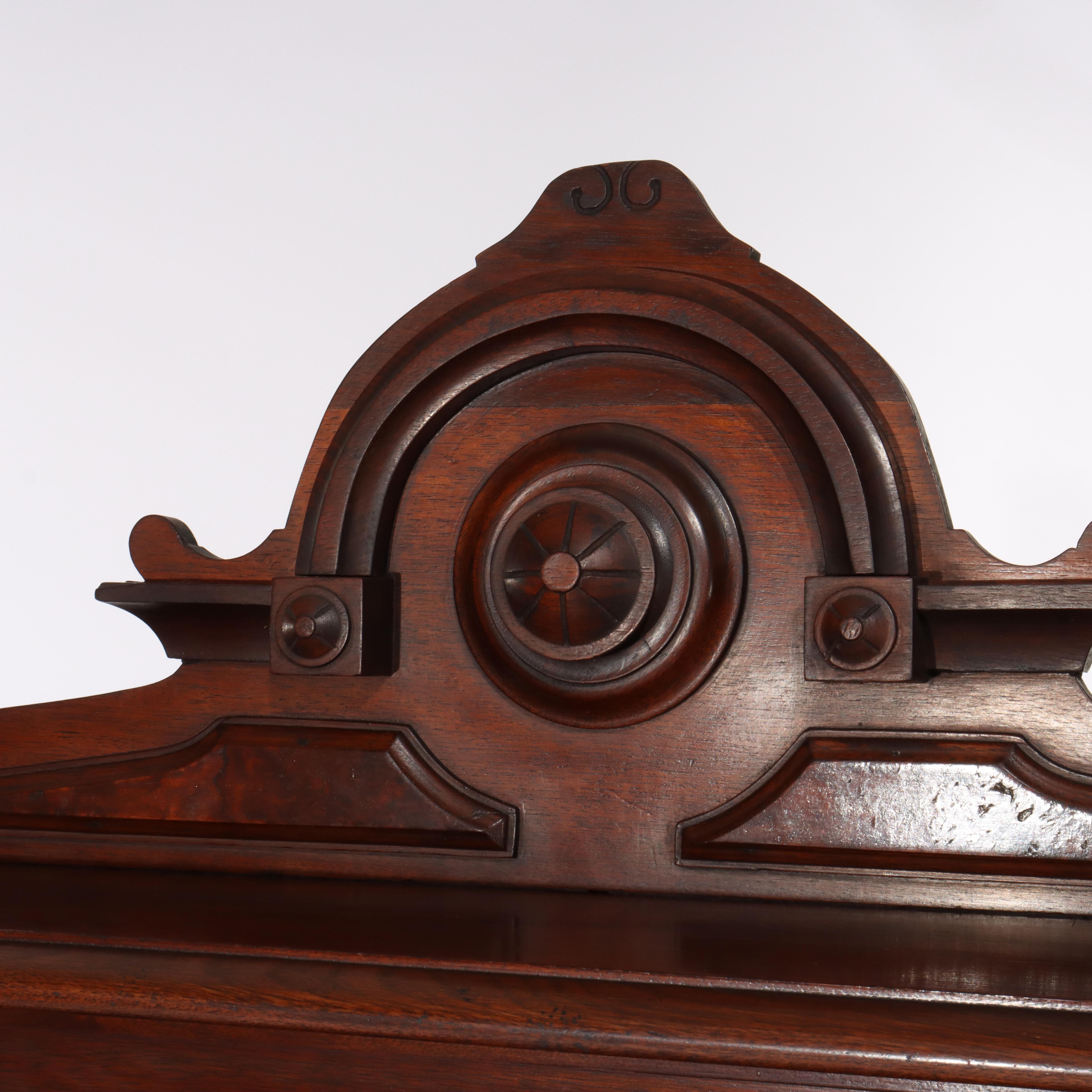 Antique Renaissance Revival Walnut & Burl Four-Drawer Drop Front Secretary c1880 For Sale 1