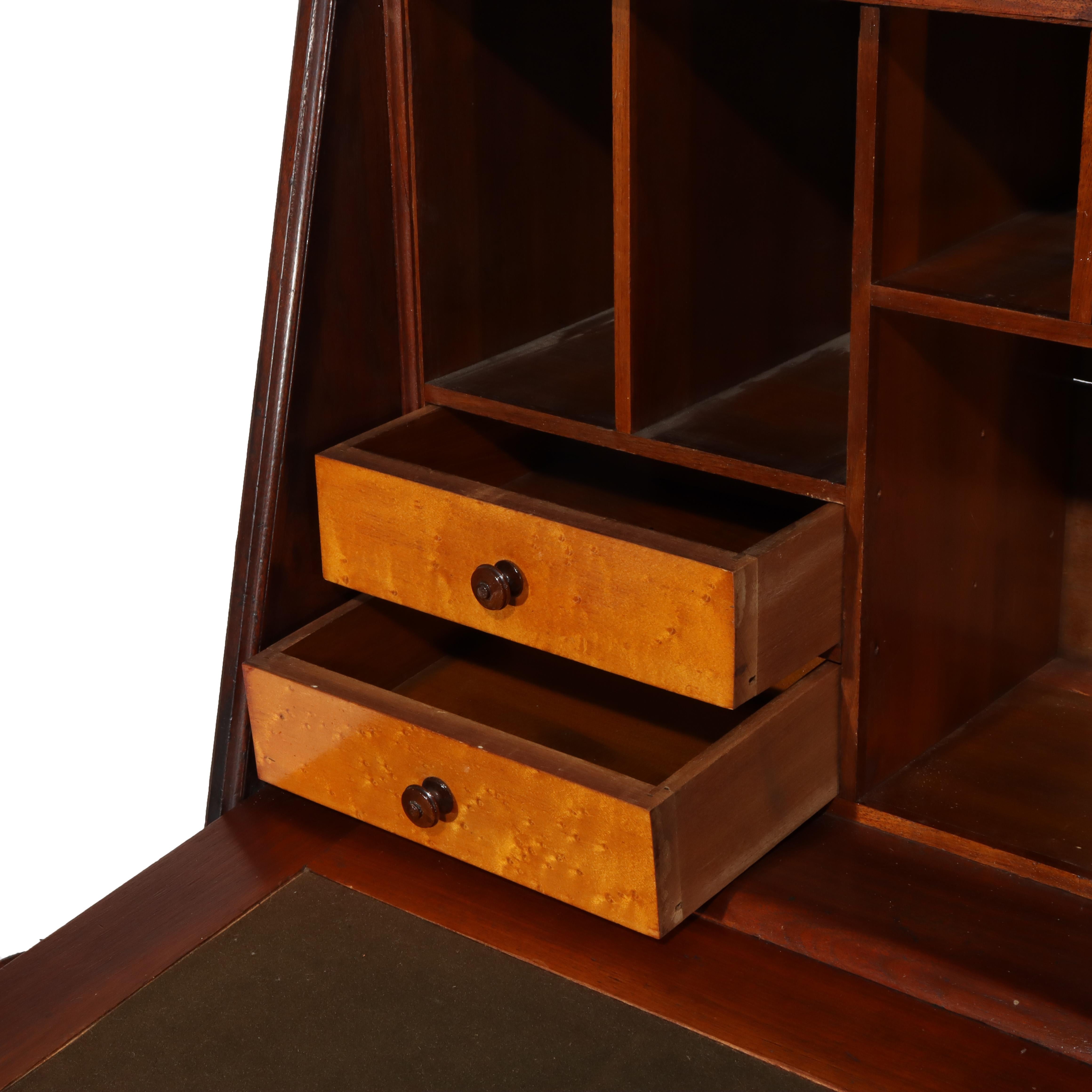 Antique Renaissance Revival Walnut & Burl Four-Drawer Drop Front Secretary c1880 For Sale 5