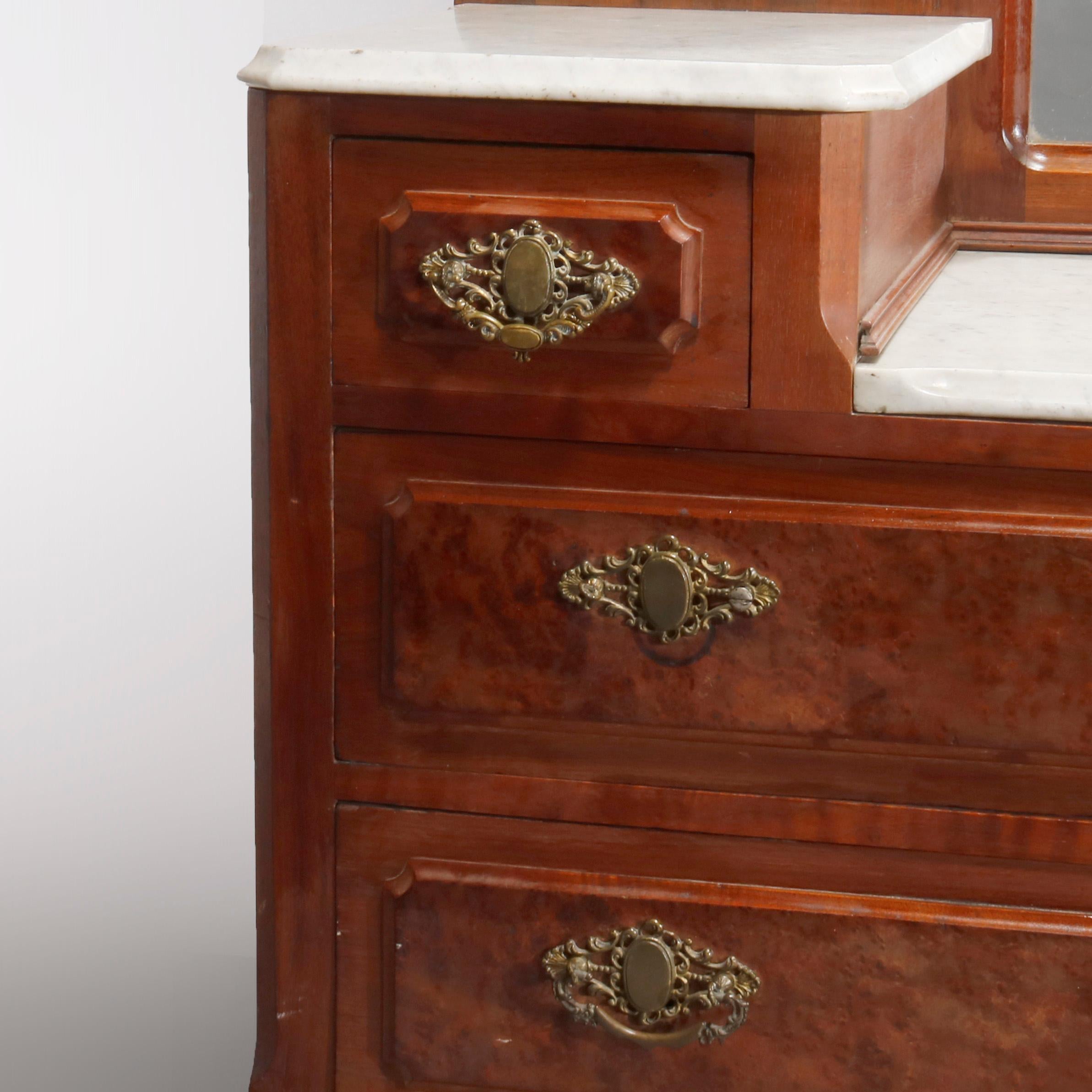 Renaissance Revival Walnut Burl & Ma Drop Center Mirrored Dresser, circa 1880 For Sale 3