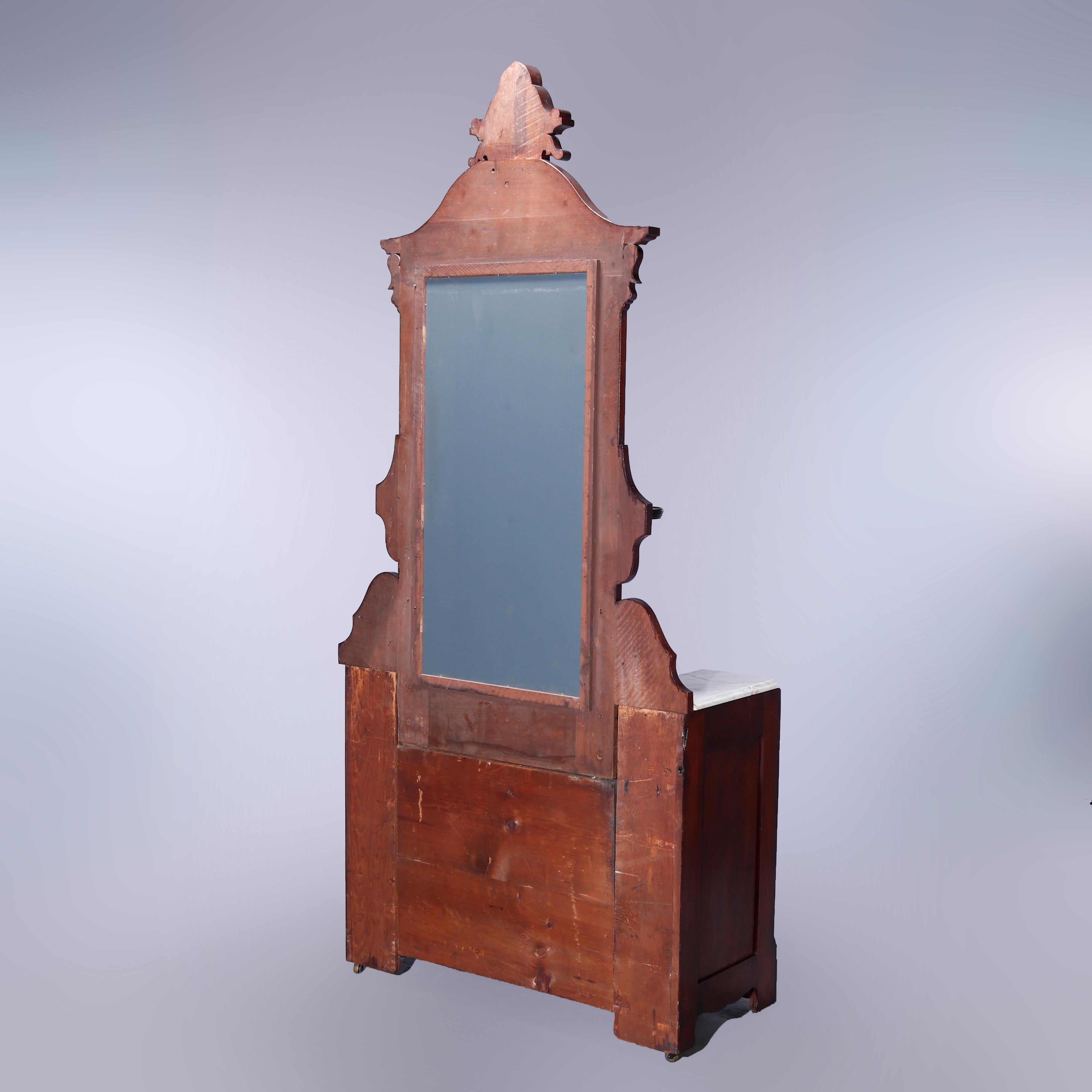 Antique Renaissance Revival Walnut, Burl & Marble Drop-Center Dresser 1890 2